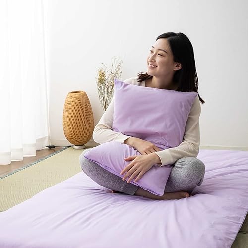 Miniatura 6 de EMOOR Sábana bajera ajustable para colchón de futón japonés PRESSO TwinTwin-Long fabricada en Japón 100% algodón (lavanda), funda para colchoneta de