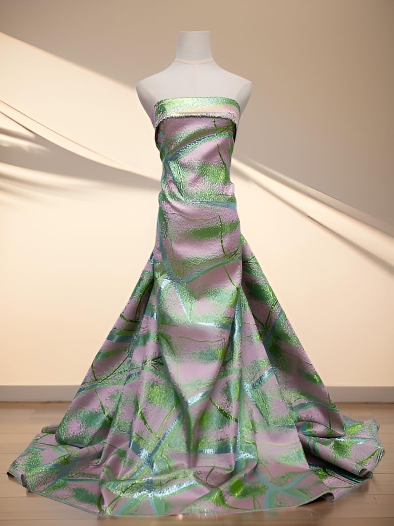 African Lace Fabric 5 Yards, Damask Jacquard Embroidery Fabric Floral Gilding Brocade Lace Fabric for Wedding/Party Sewing