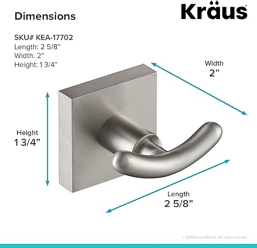 Miniatura 2 de Kraus Ventus KEA-17702BN - Bata de baño y toalla con doble gancho, acabado de níquel cepillado, KEA-17702BN