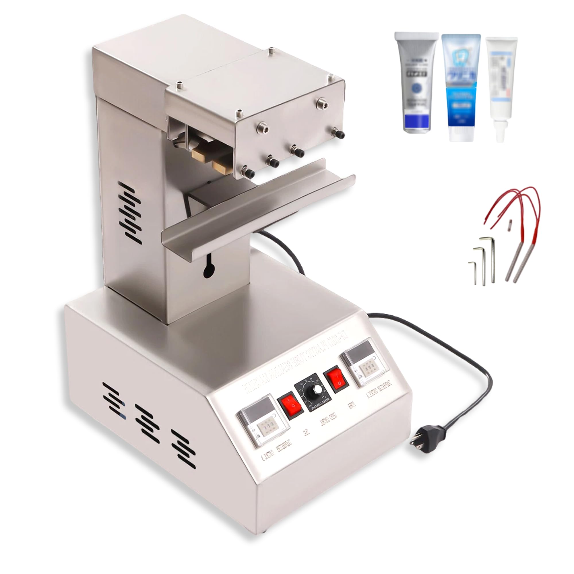 Electric Composite Tube Sealer Machine Adjustable Speed and Temperature Sealing 5-20pcs min 0-300 C for Aluminum Plastic Laminated