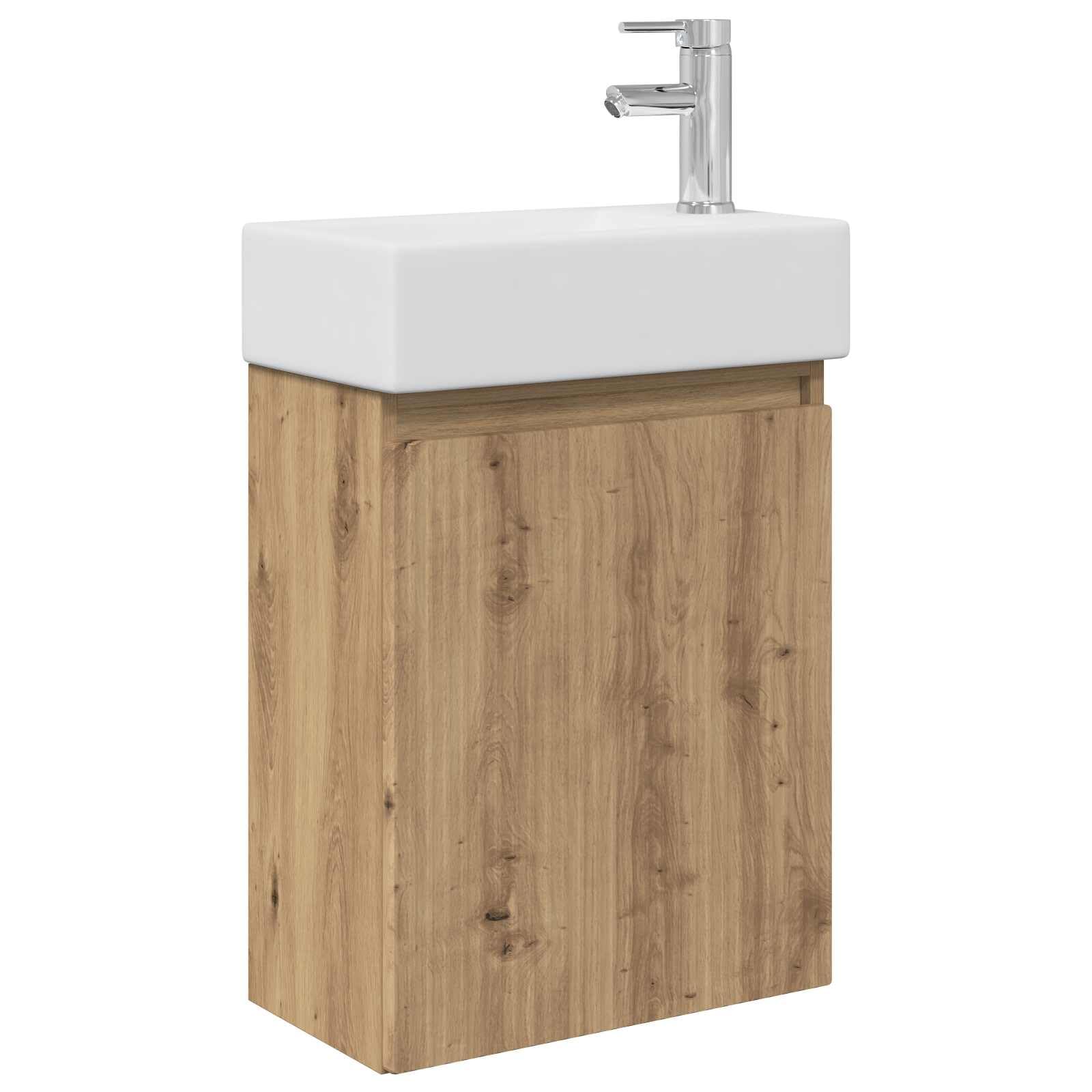 Mueble bajo lavabo con grifo integrado para ganar espacio de almacenaje en baños pequeños
