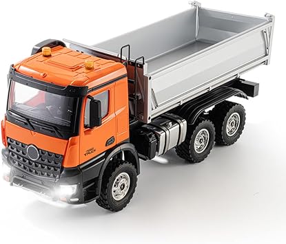 RC Engineering Truck for Adults, 1/14 Scale 14CH Full-Proportional Alloy RC Dump Truck, for Engineering Vehicle Enthusiasts, RTR/Orange