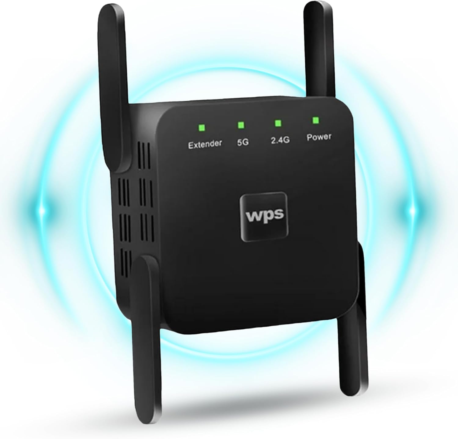Dualband WLAN-repeater, 5 GHz 1200 Mbps, 2,4 GHz, 300 Mbps, 4 richtantennes, LAN-poort (zwart)