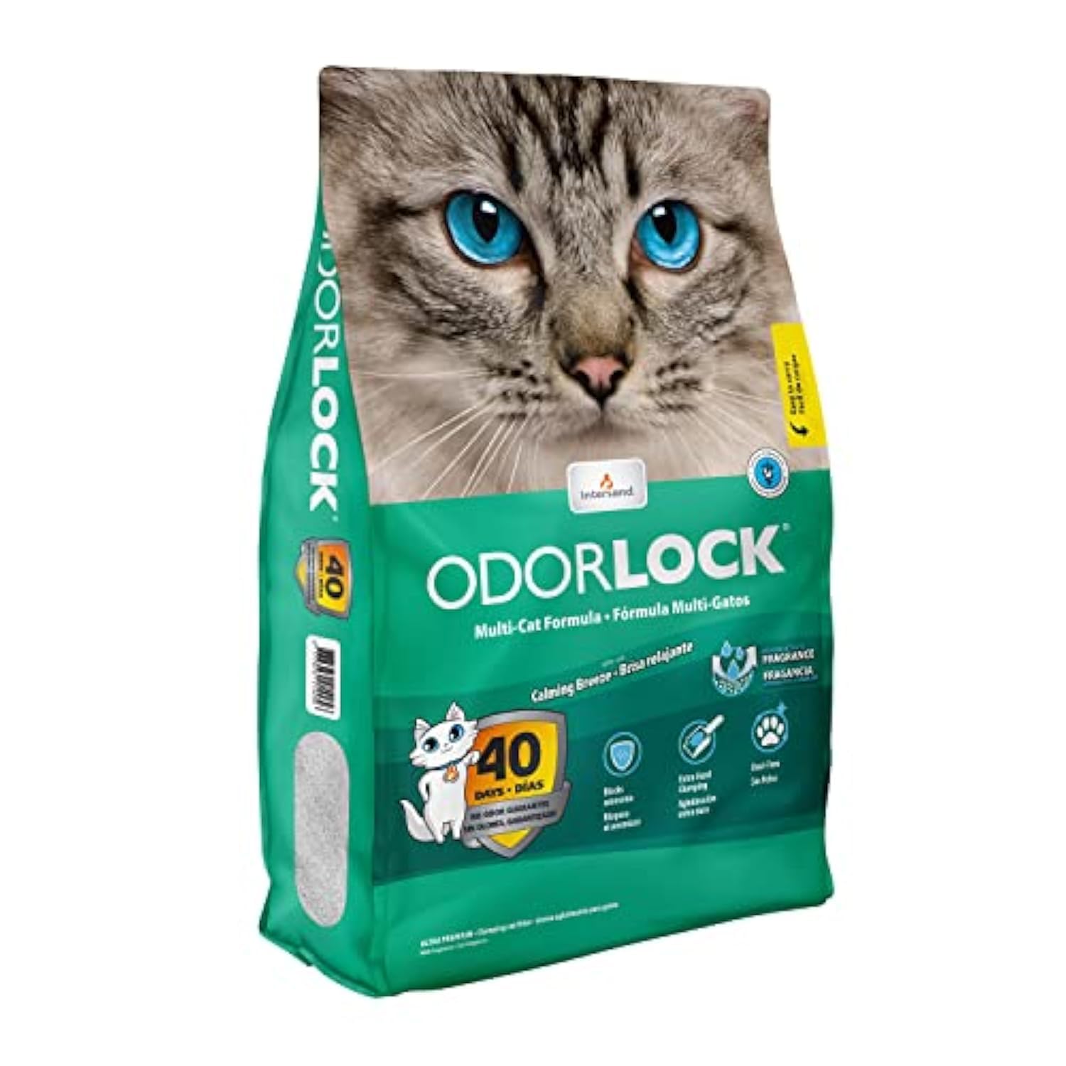 Intersand OdourLock CALMING BREEZE Ultra premium clumping cat litter 6Kg, Multi Cat formula,Blocks ammonia, 99.9% Dust free ,No Tracking,Canada, 40days No Odor Guarantee,Long Lasting,Vet Approved