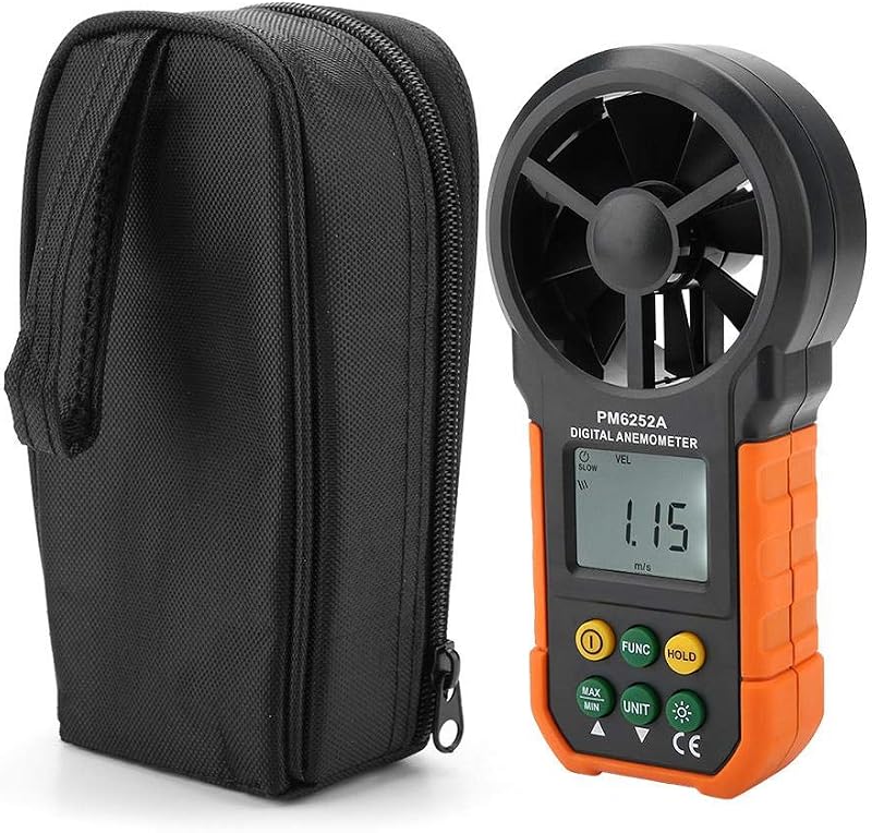 PM6252A Digital Anemometer,Portable High Exactness Handheld Wind Speed Meter Air Volume Measuring Meter for Weather Data Collection and Windsurfing Kite Flying Sailing | Handheld device, large LCD display, data recording features,suitable for windsurfing and weather monitoring