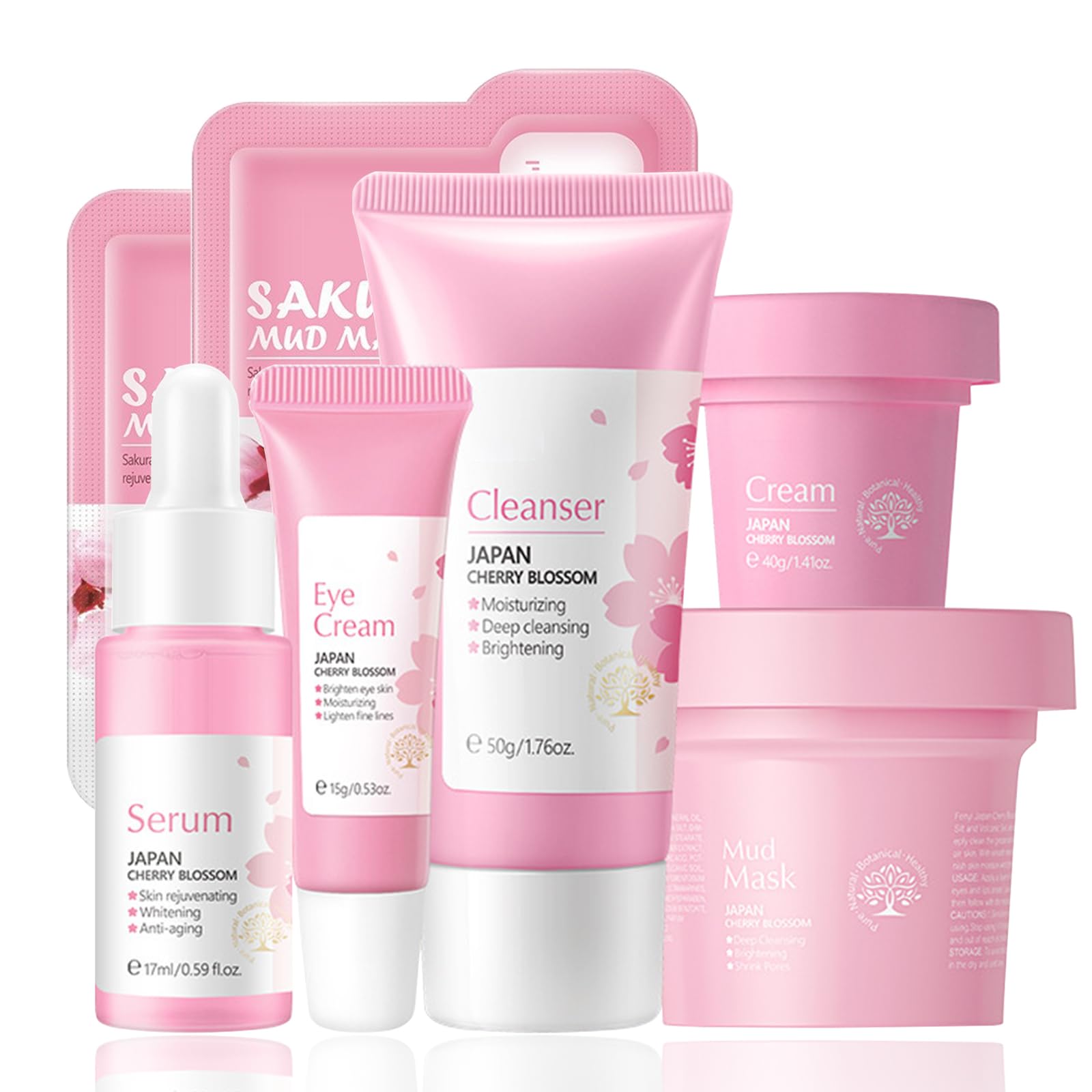 wimony Skincare Gifts for Teenage Girls 7PCS Natural Cherry Blossom Skincare Gift Set