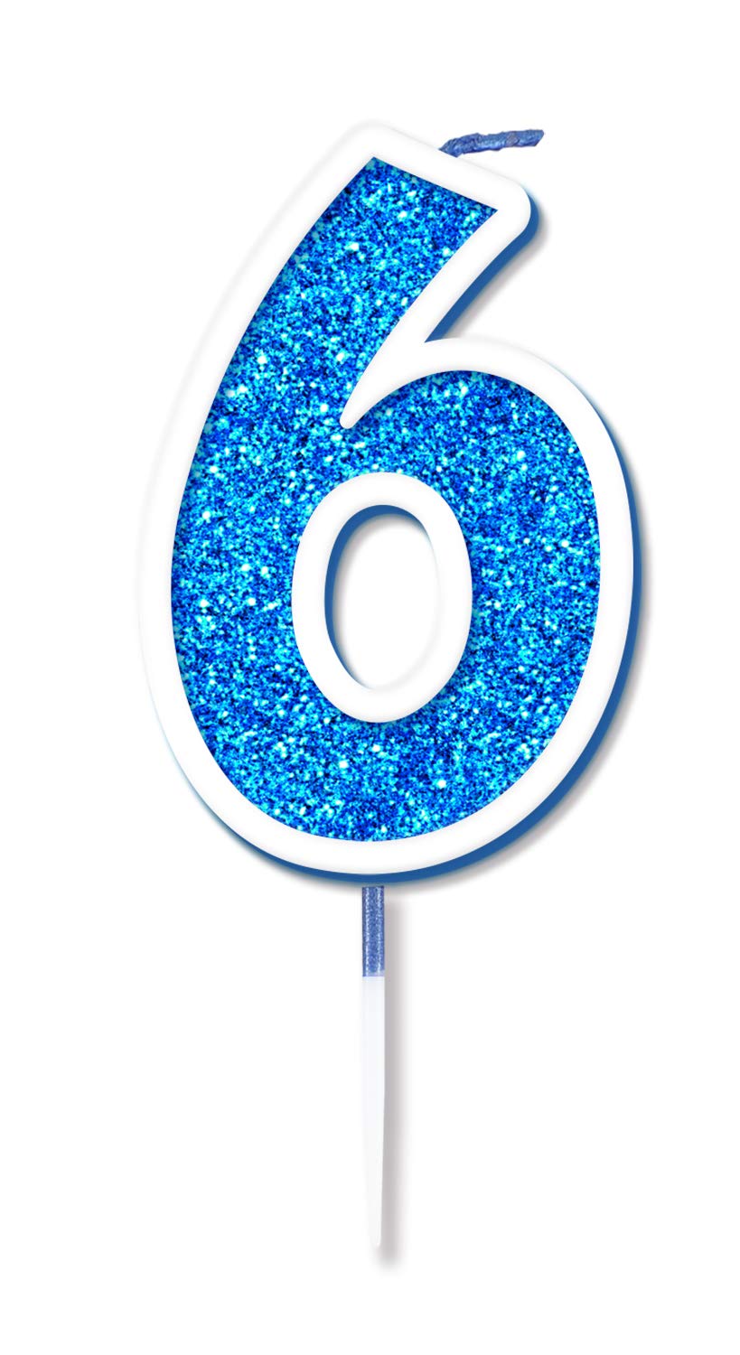 Oaktree Blue Glitter No.6 Candle 7.5Cm /Silver Glitter