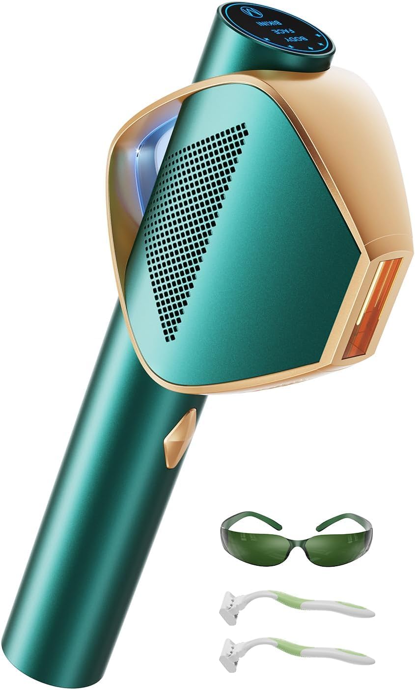 IPL Depiladora de Luz Pulsada con Tecnología IGBT Fast Flash de 0,8s, Depiladora Laser de 19,8J Máximo, Parpadeo Ilimitado Laser Depilacion de 600NM, Depilacion Laser Casa Para Mujeres y Hombres