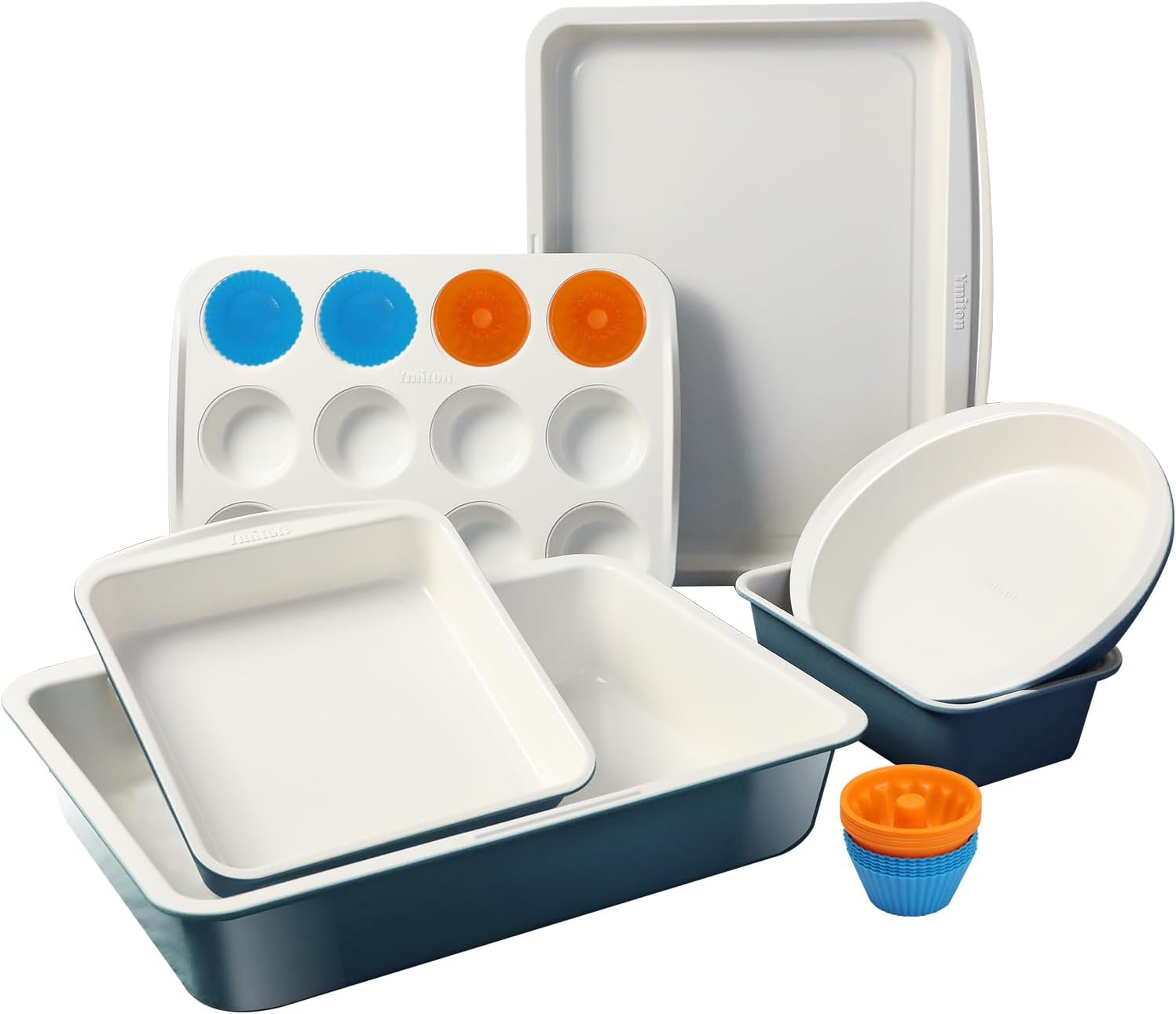 Ceramic Nonstick Baking Pans Set, Non Toxic 30 PCS Stackable Bakeware Sets, 550°F Oven Safe Baking Sheet & Pans, Warp-Free, Dishwasher Safe, PTFE/PFOA/PFOS-Free (Blue) Ceramic Nonstick Baking Pans Set, Non Toxic 30 PCS Stackable Bakeware Sets, 550°F Oven Safe Baking Sheet & Pans, Warp-Free, Dishwasher Safe, PTFE/PFOA/PFOS-Free (Blue)