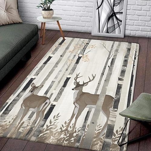 Alfombra con estampado de camuflaje de ciervos de animales, alfombra de ciervo para sala de estar, alfombra de ciervo para dormitorio, alfombra de