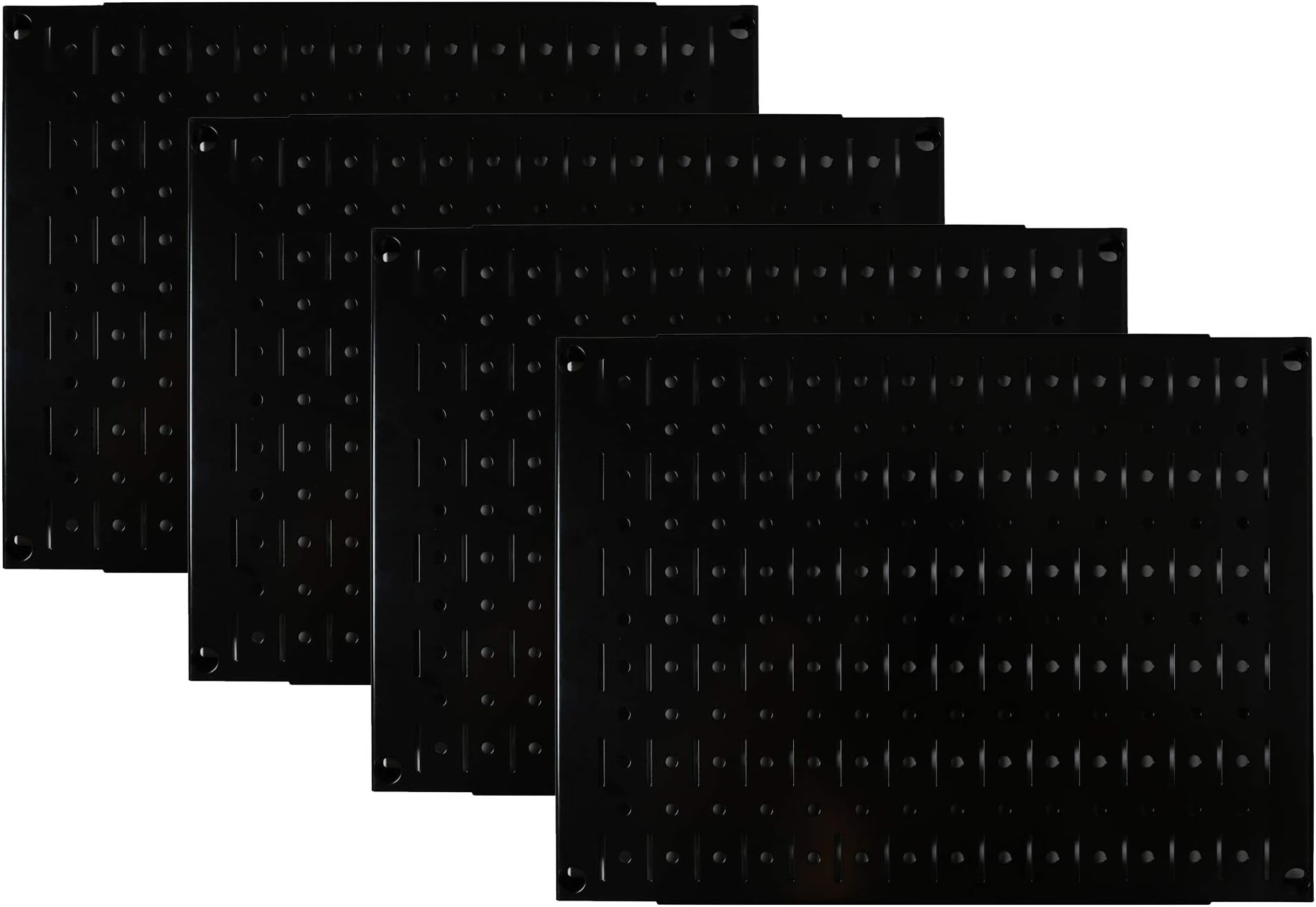 Wall Control Pegboard Wall Organizer Tiles Modular Black Metal Pegboard Tiling Set - Four 12-Inch Tall x 16-Inch Wide Peg Board Panel Wall Storage Tiles - Easy to Install (Black)