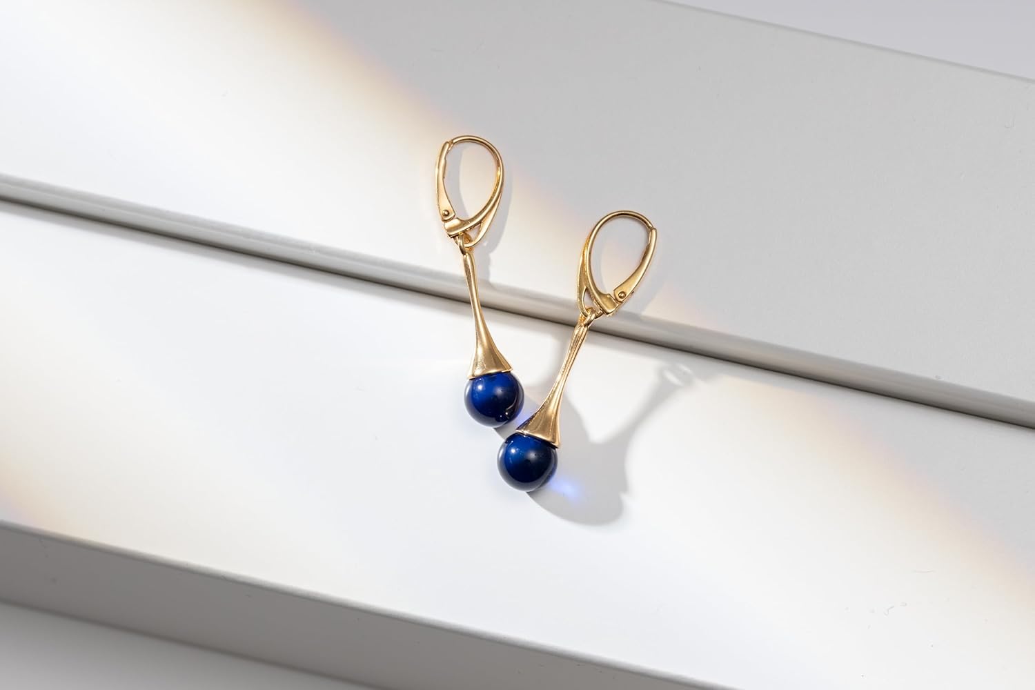 Ball Bead Earrings for Women – Gold-Plated 925 Sterling Silver Drop Earrings with Natural Baltic Amber, Lightweight Dangle Jewelry Gift for Everyday Elegance - Image 5