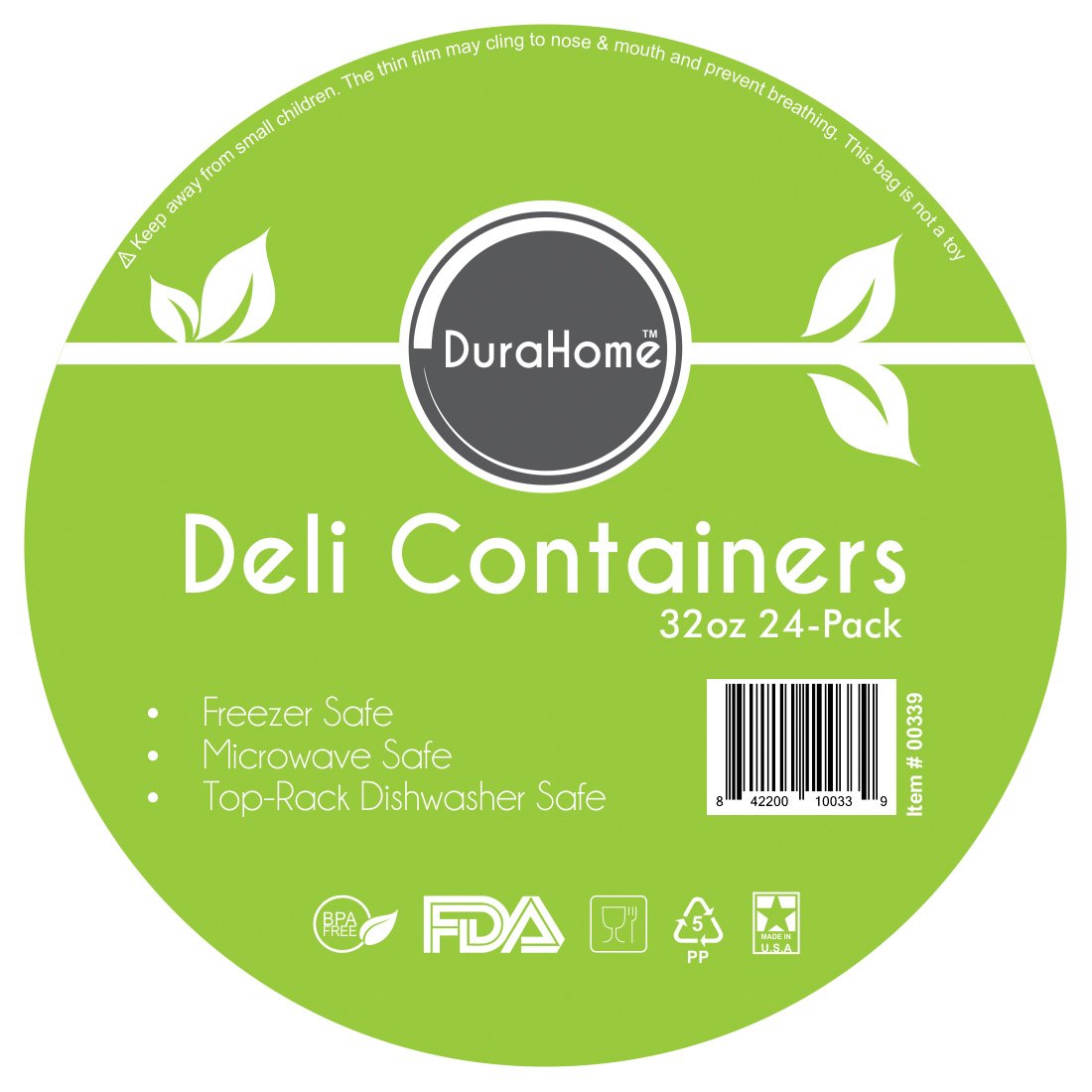 DuraHome - Contenedores de almacenamiento de alimentos Deli con tapas de 32 onzas, paquete de 24 recipientes de almacenamiento de sopa aptos para microondas a prueba de fugas, de plástico transparente de calidad premium