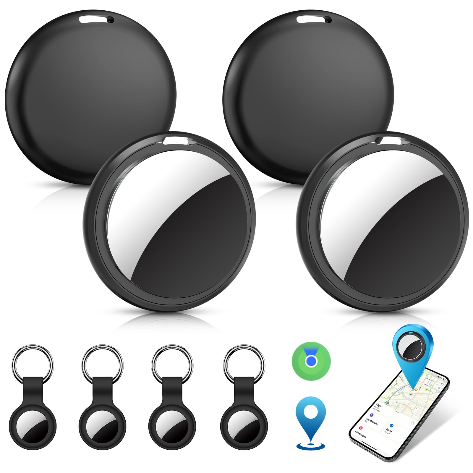 Air Tracker Smart Tag 4er-Set, kompatibel mit Apple „Wo ist?“ (nur iOS), MFi-zertifizierter Schlüsselfinder & Bluetooth-Finder mit Verlustmodus und Vergessenswarnung für Schlüssel, Gepäck & Koffer