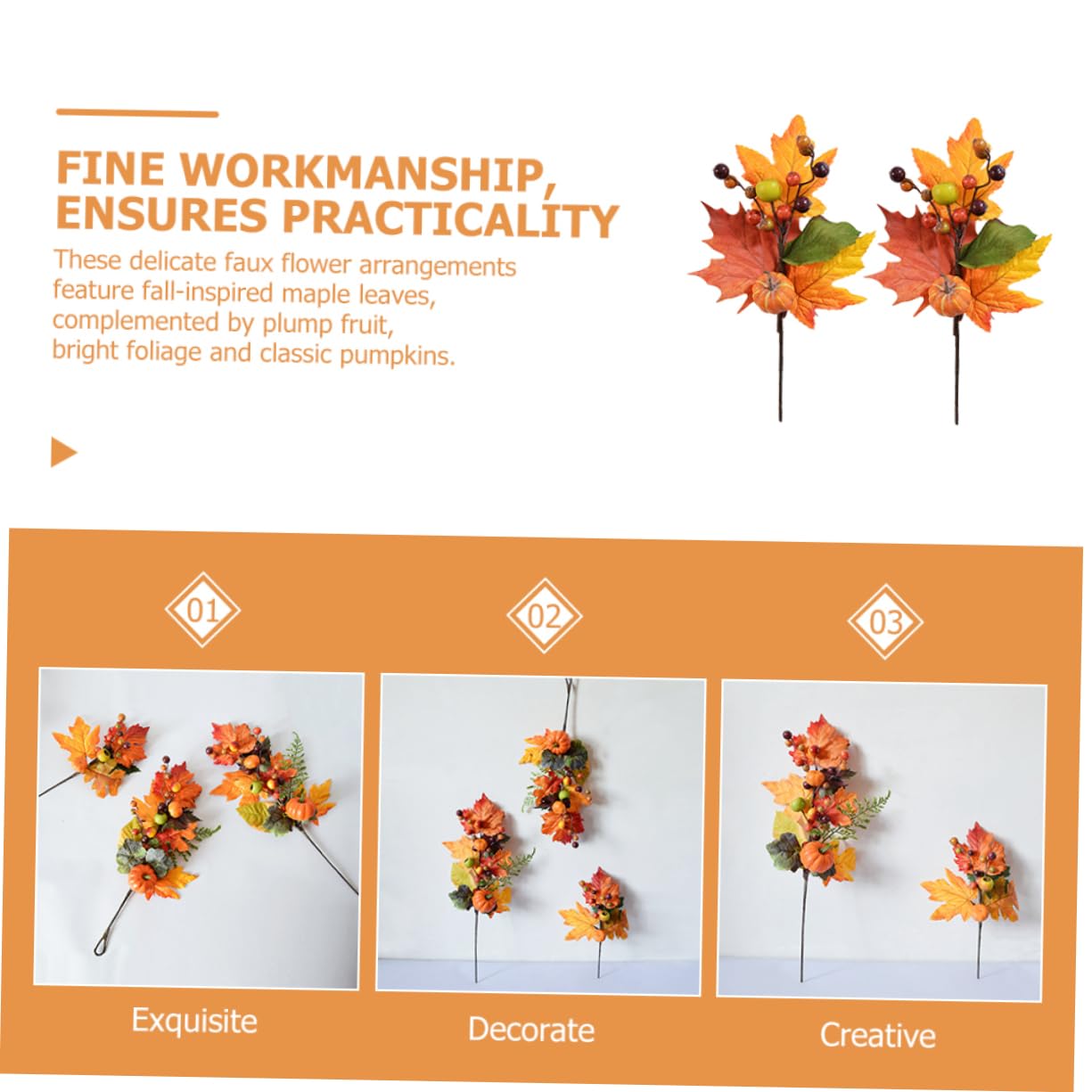 5 Sets Realistische Künstliche Kürbis Maple Leaf Zweig Herbst Saisonale Decor Thanksgiving Home Dekoration Set 2 Stücke * 5