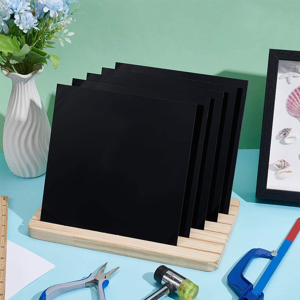 UNICRAFTALE 5 Pezzi 20x20 cm Lastre in Acrilico Quadrate Lastre in Acrilico Nero per Taglio Laser 2 mm di Spessore Lastra in Plexiglass Trasparente Lastre in Plastica Trasparente Lastre in Acrilico