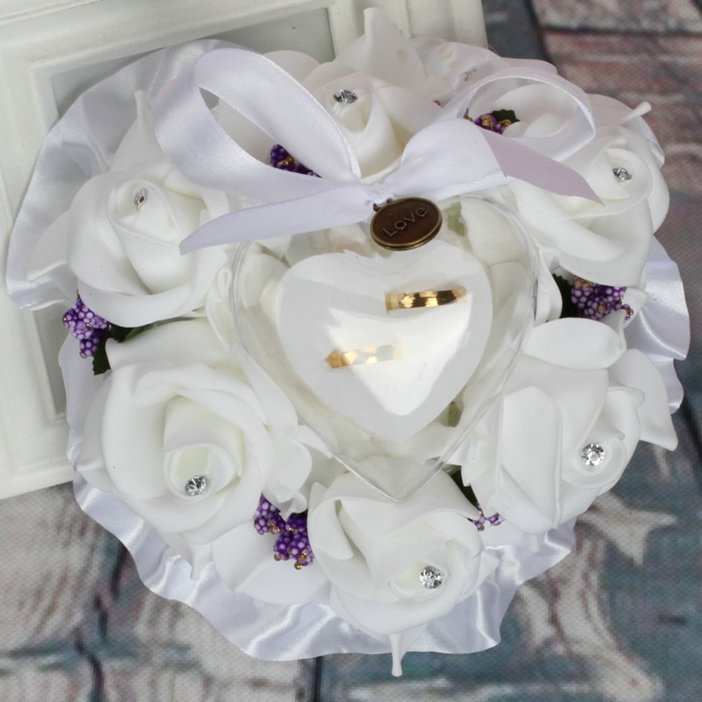 PLCPDM Pillow Ceremony Heart Shaped Bearer Cushion Wedding Box Holder Wedding Accessories Jewelry Organizer Tray Insert