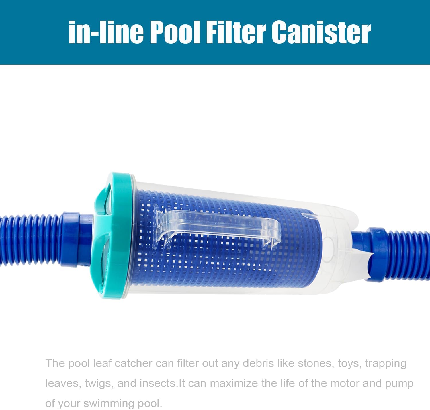 Large Leaf Canister for Pool Vacuum, Pool Leaf Catcher, in-line Filter Canister with Mesh Basket for Hayward Automatic & Manual Cleaners