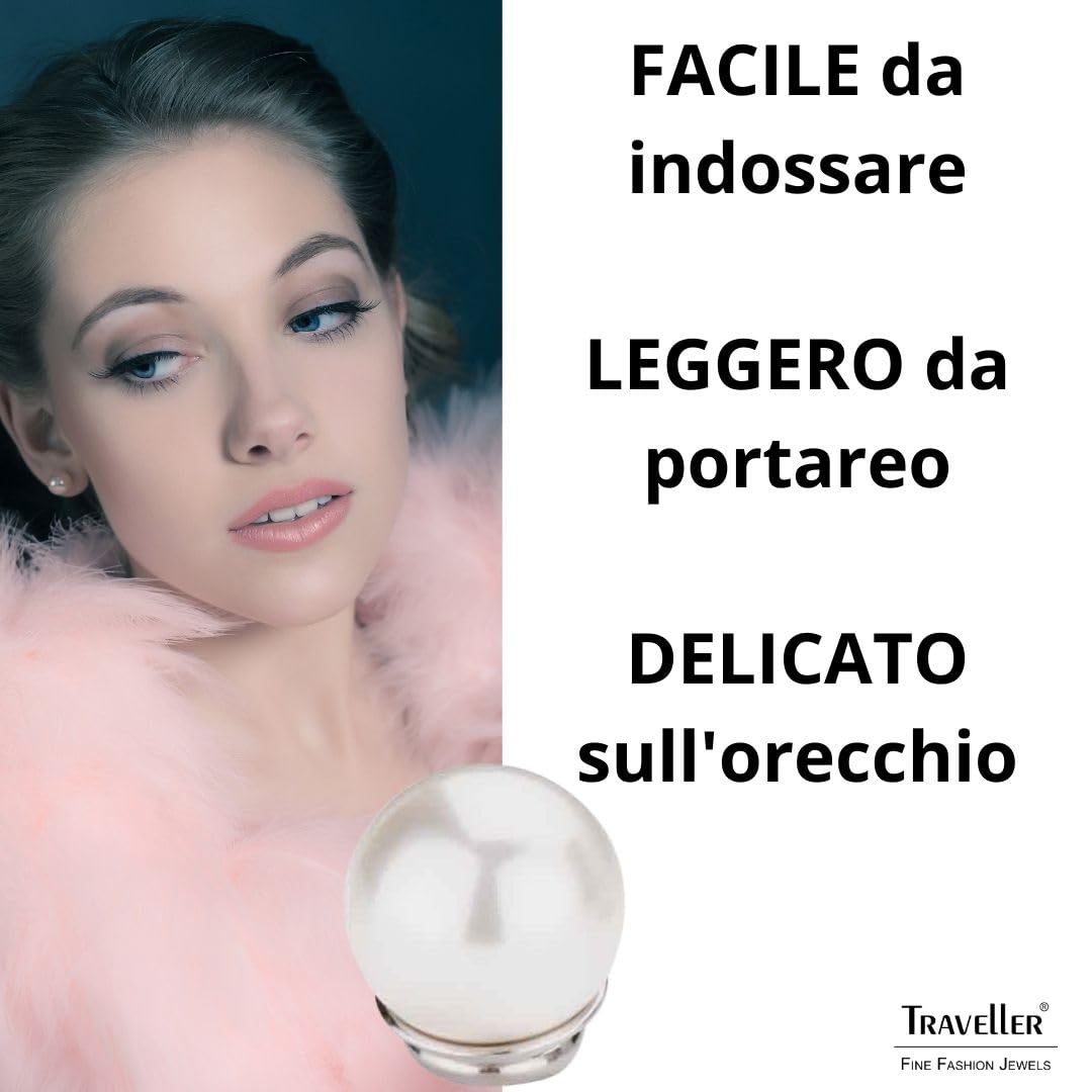 Traveller®, orecchini a clip con cristallo Swarovski®, placcati in oro 22 ct o placcati in rodio, diametro della perla di circa 10 mm