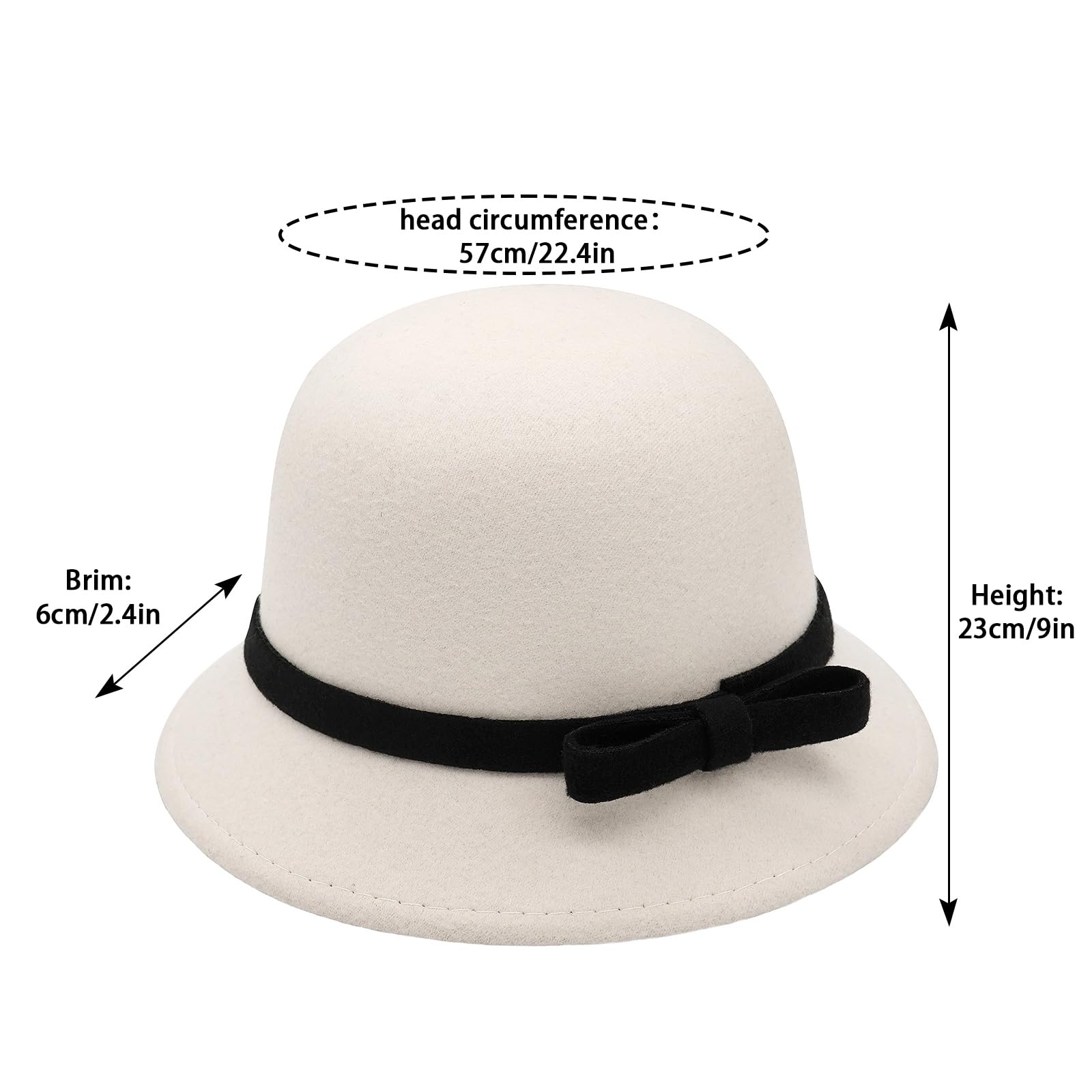 Damen Filzglocke, Vintage-Stil, Bowler-Hut