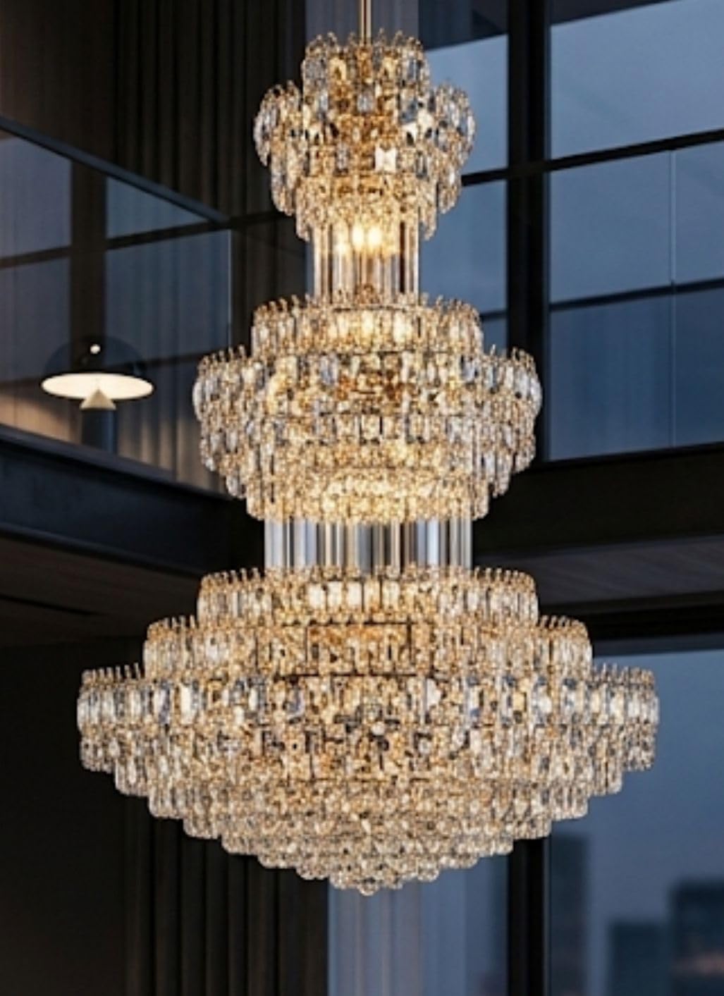 Large LED Crystal Chandelier for Double Height Ceiling – Luxury Modern White Crystal & Metal Hanging Chandelier Light for Living Room, Duplex, Lobby & Staircase (1000mm W x 1500mm H, Weight 60kg)-image-15