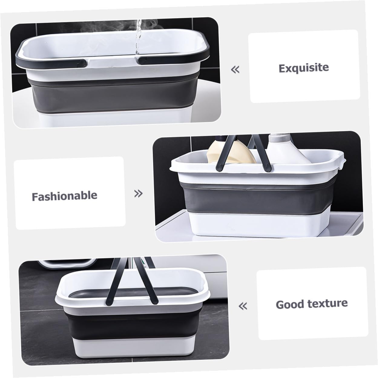 Secchio Pieghevole in Plastica per Mop Manico Ergonomico Resistente e Secchio Multiuso per Pulizia Pavimenti Pesca e Campeggio Facile da Trasportare e Conservare