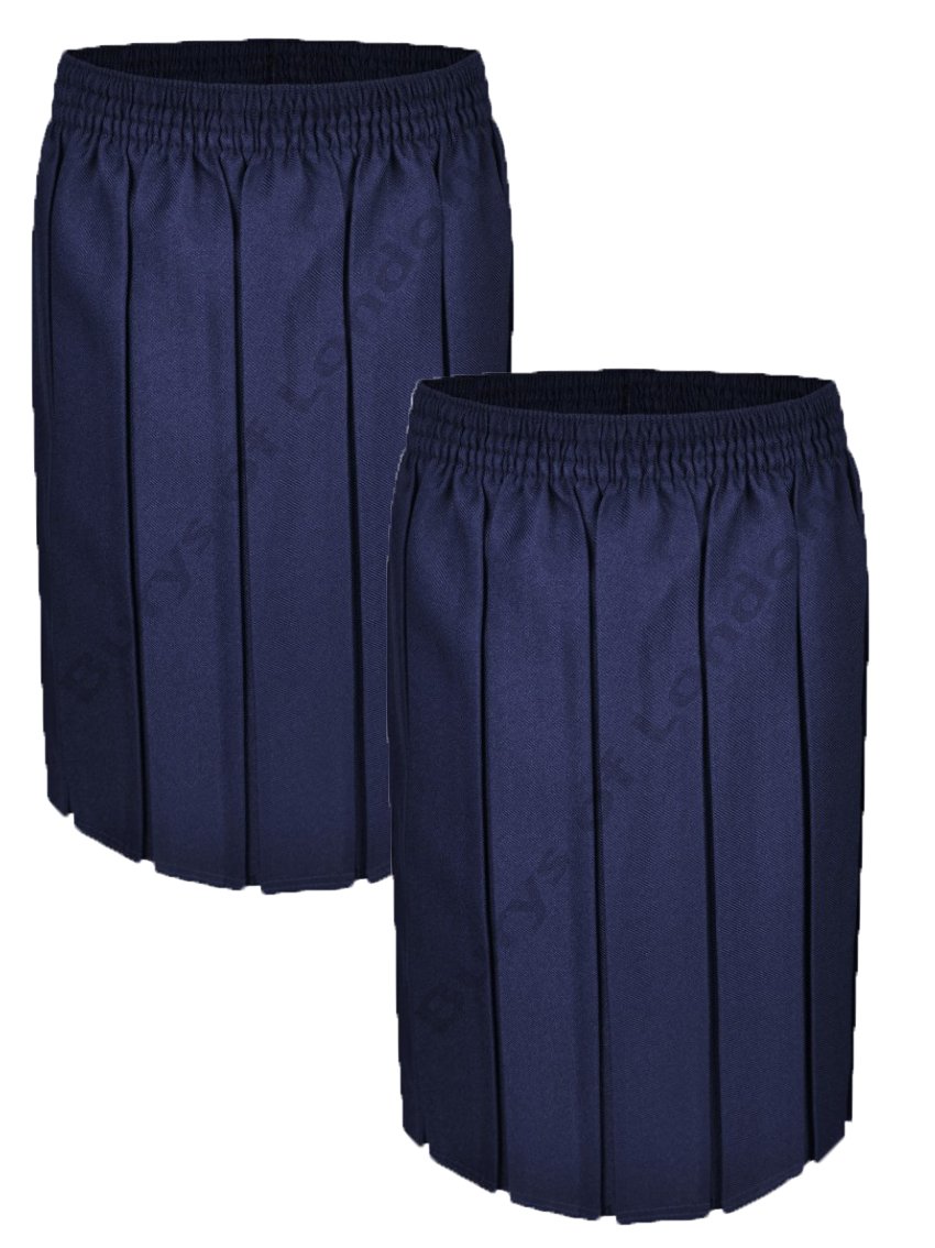 Ayra: Twin Pack Girls School Box Pleat Skirt (Age 17-18, Navy)