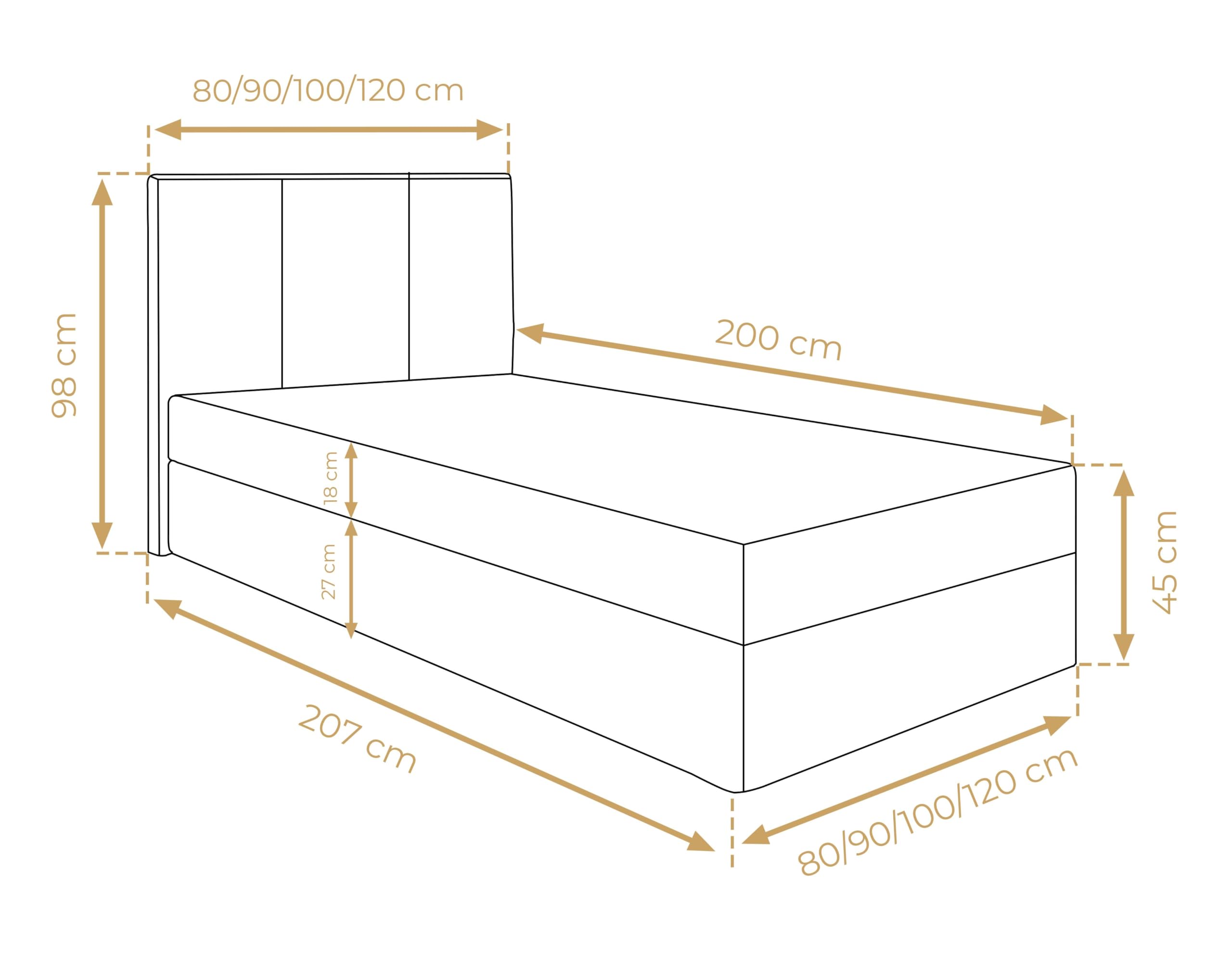 AXLIVING Boxbett Merea beiges Boxspringbett Bettkasten 90x200 cm