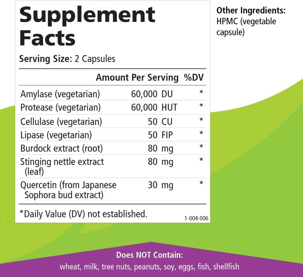 AllerFree Natural Allergy Support Supplement by Pure Essence Labs - Non Drowsy Pills for Sinus and Nasal Health Seasonal Allergies with Enzymes and Herbs - 60 Capsules