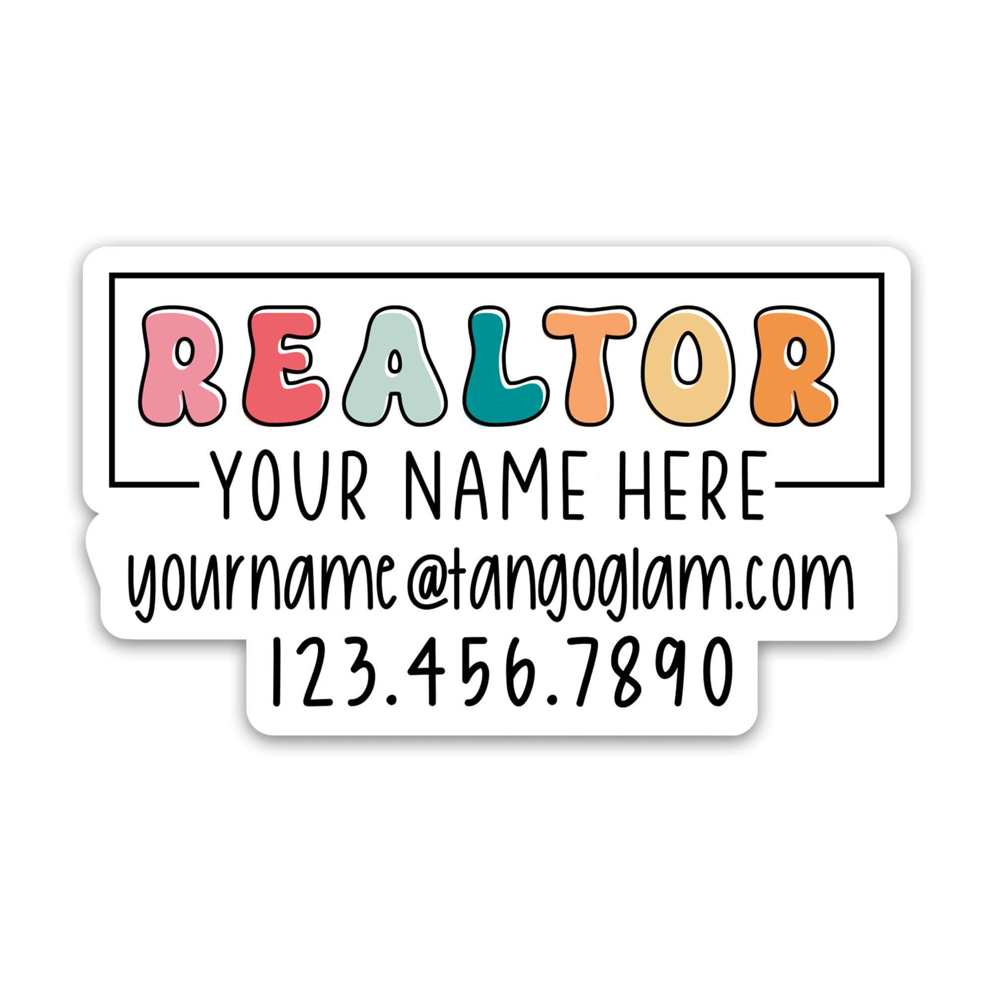 Personalized Real Estate Agent Sticker, Vinyl Waterproof Realtor Custom Business Name Sticker, Property Sales Stickers for Laptop Water Bottle Phone