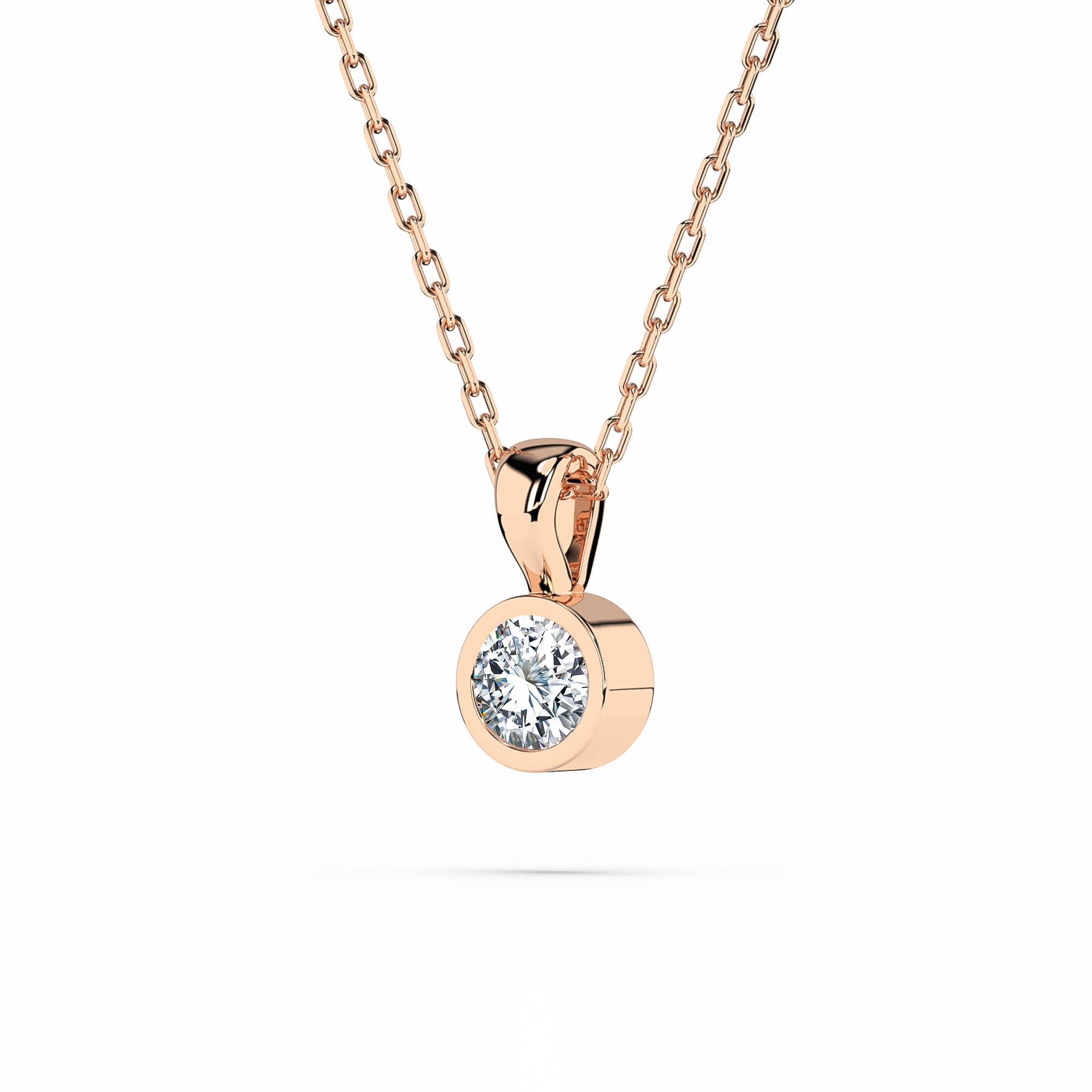 EDELIND Collana Punto Luce Donna con Diamante 0.10 ct in Oro 14k - Ciondolo Design a Disco - Catenina Forzatina, Lunghezza Regolabile