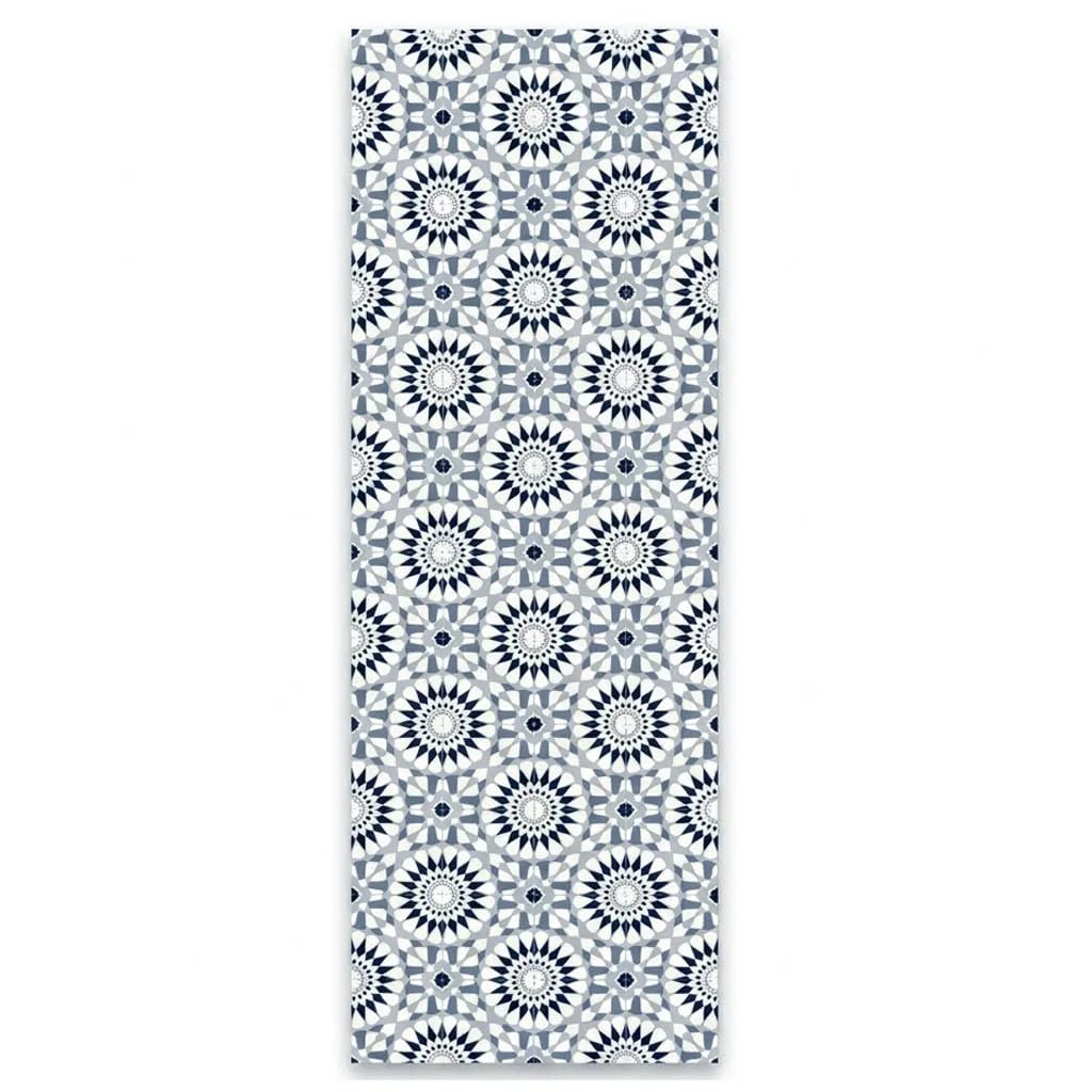 Alfombra Vinílica Calipso | Diseño Geométrico Moderno en Dos Colores | Antideslizante y Fácil de Limpiar| Azul | 50X200 cm