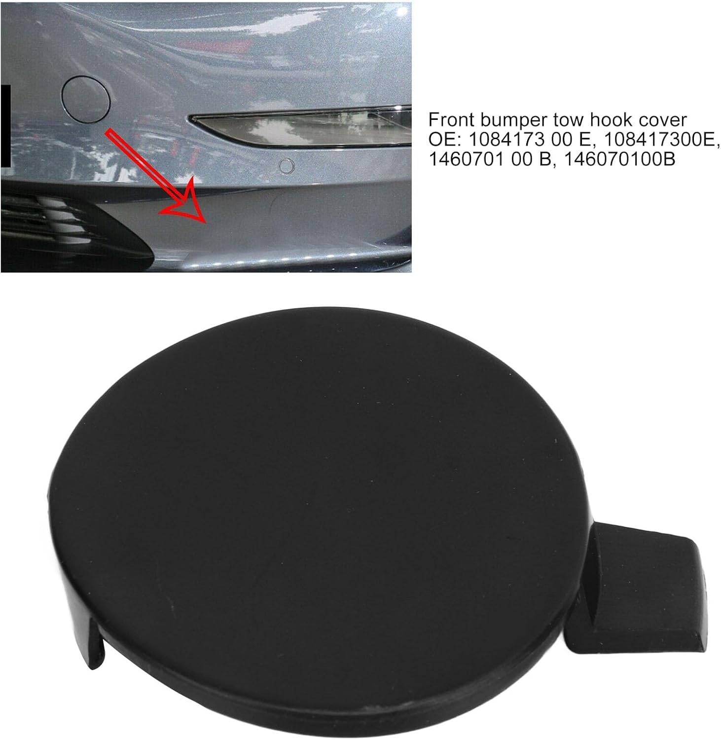 Front Bumper Tow Impact Joint Hook Cover 1084173 00 E 1460701 00 B ABS Front Towing Eye Lid Cover Replacement for 3 2017 to 2023 Black