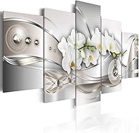 Everlands Art White Pearl Orchids 5-Piece Canvas Wall Art Framed Print Vibrant Floral Modern Decor Bedroom Living Room Ready to Hang