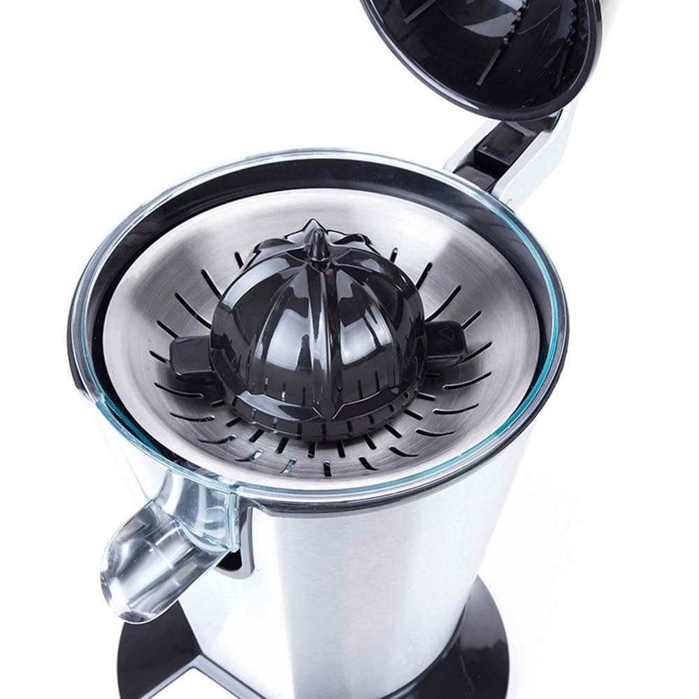 Jata JEEX1045 Exprimidor de Naranjas Eléctrico de Brazo, 600 W, Cuerpo Acero Inox, Desmontable, Tapa cierre antigoteo, Base antideslizante, Extracción continua, Silencioso