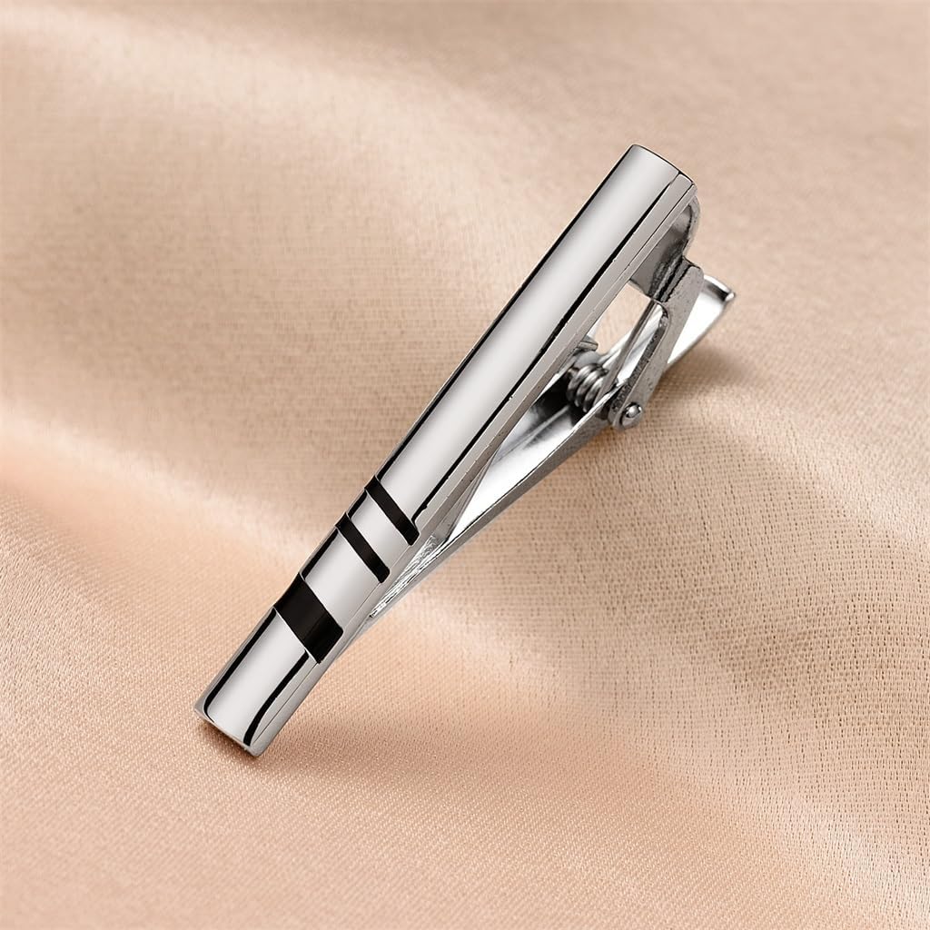 Business Silver Geometric Tie Clip Personalized Formal Accessories