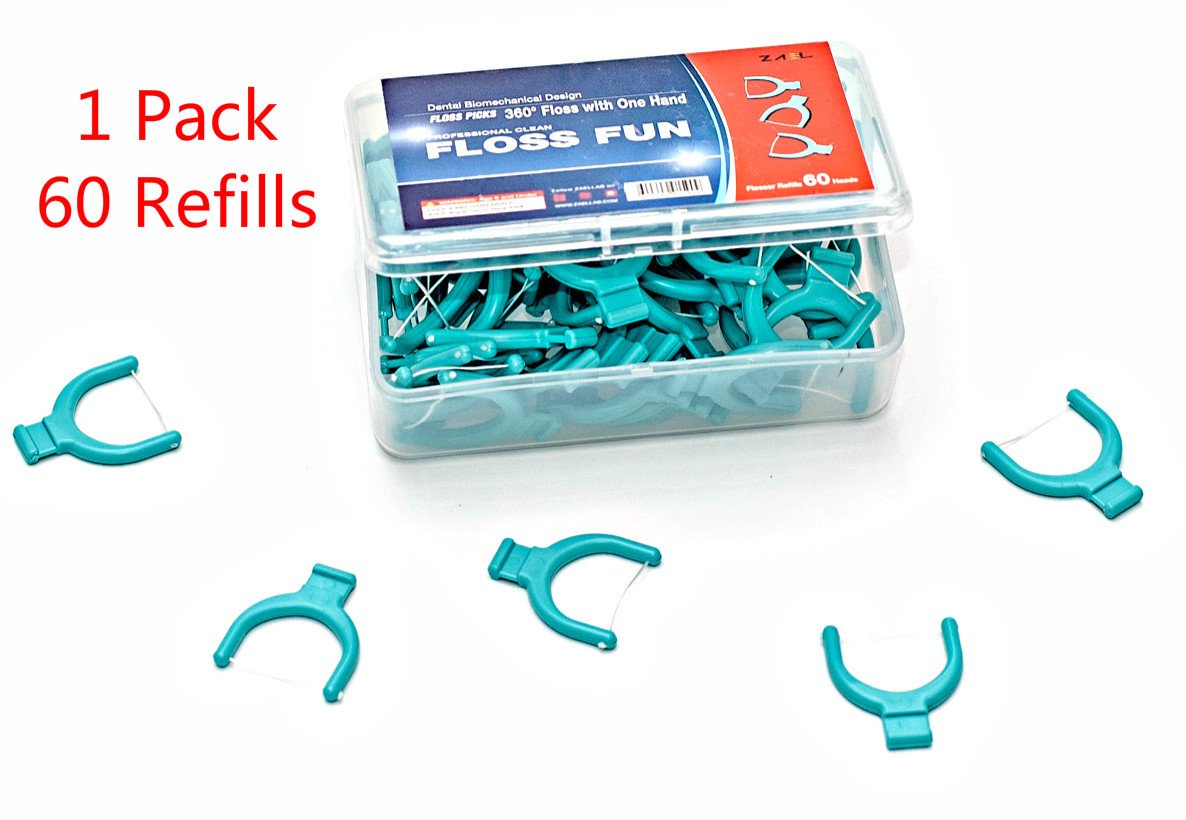 ZAEL LAB Flosser Refills, 60 Disposable Heads, Stretchy String Grabs up to 2X More Plaque