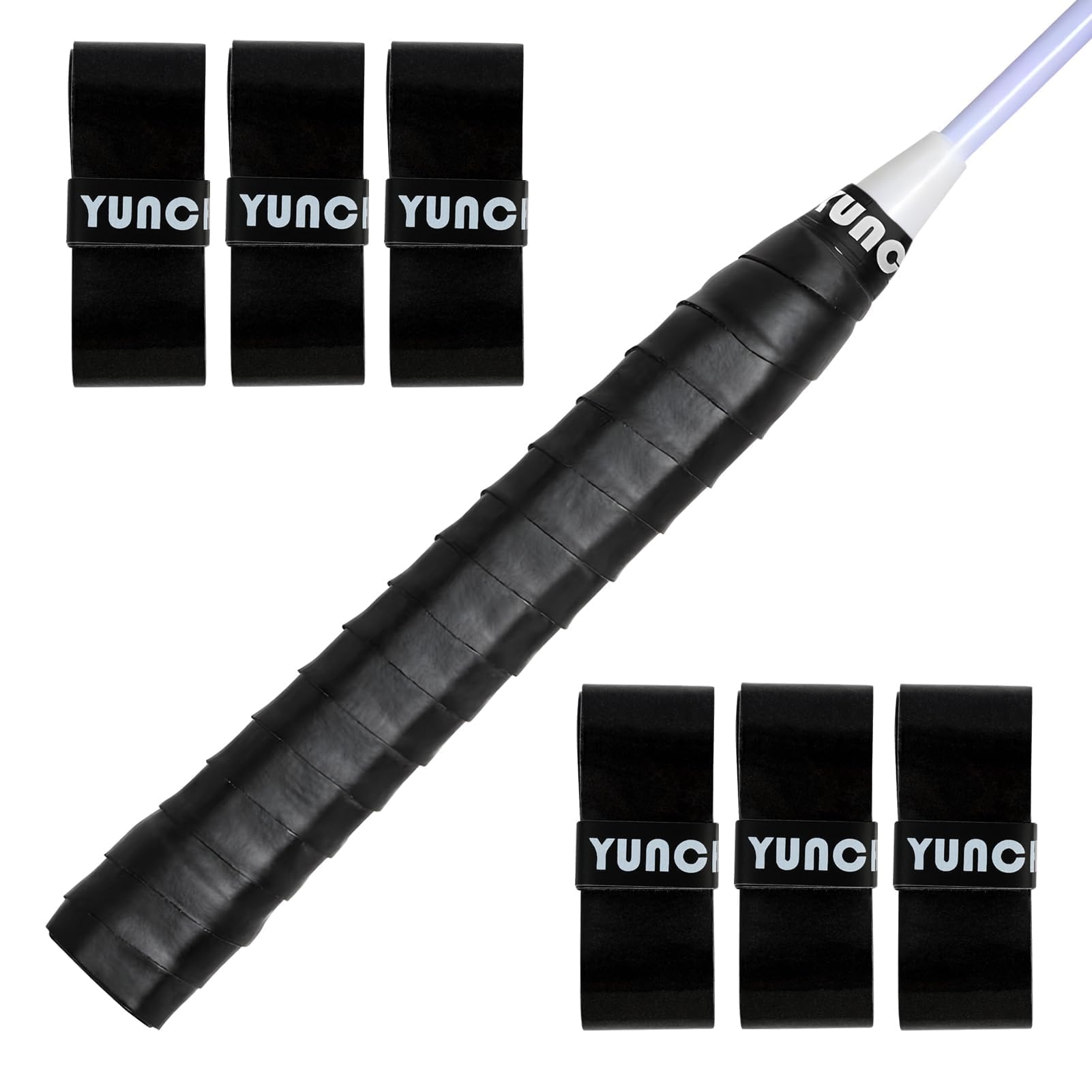 Lot de 6 Ruban de poignée pour Raquette,Rubans Antidérapants en PU pour Raquettes Tennis Badminton Squash, Absorbants La Transpiration, Fins, pour Cannes À Pêche Et Guidon De Vélo