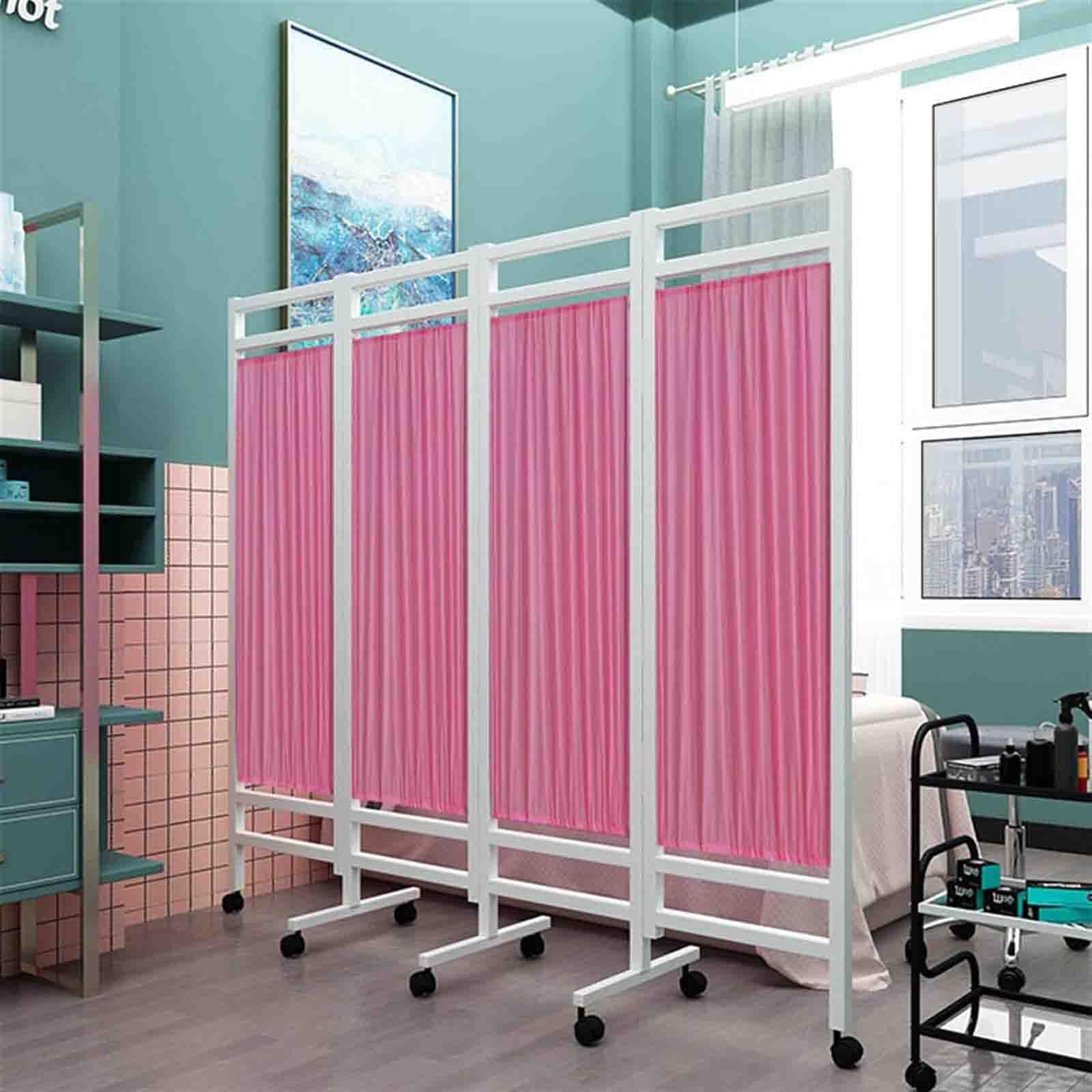 Cloison de séparation médicale pliable à 4 panneaux sur roulettes pour cabinet et salon