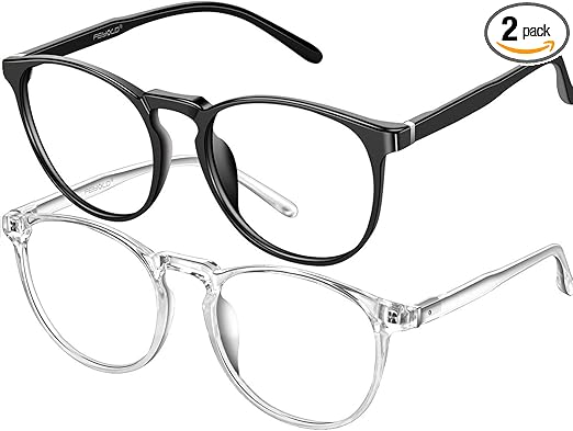 Blue Light Blocking Glasses Women/Men,Retro Round Anti Eyestrain Computer Gaming Glasses(2Pack)