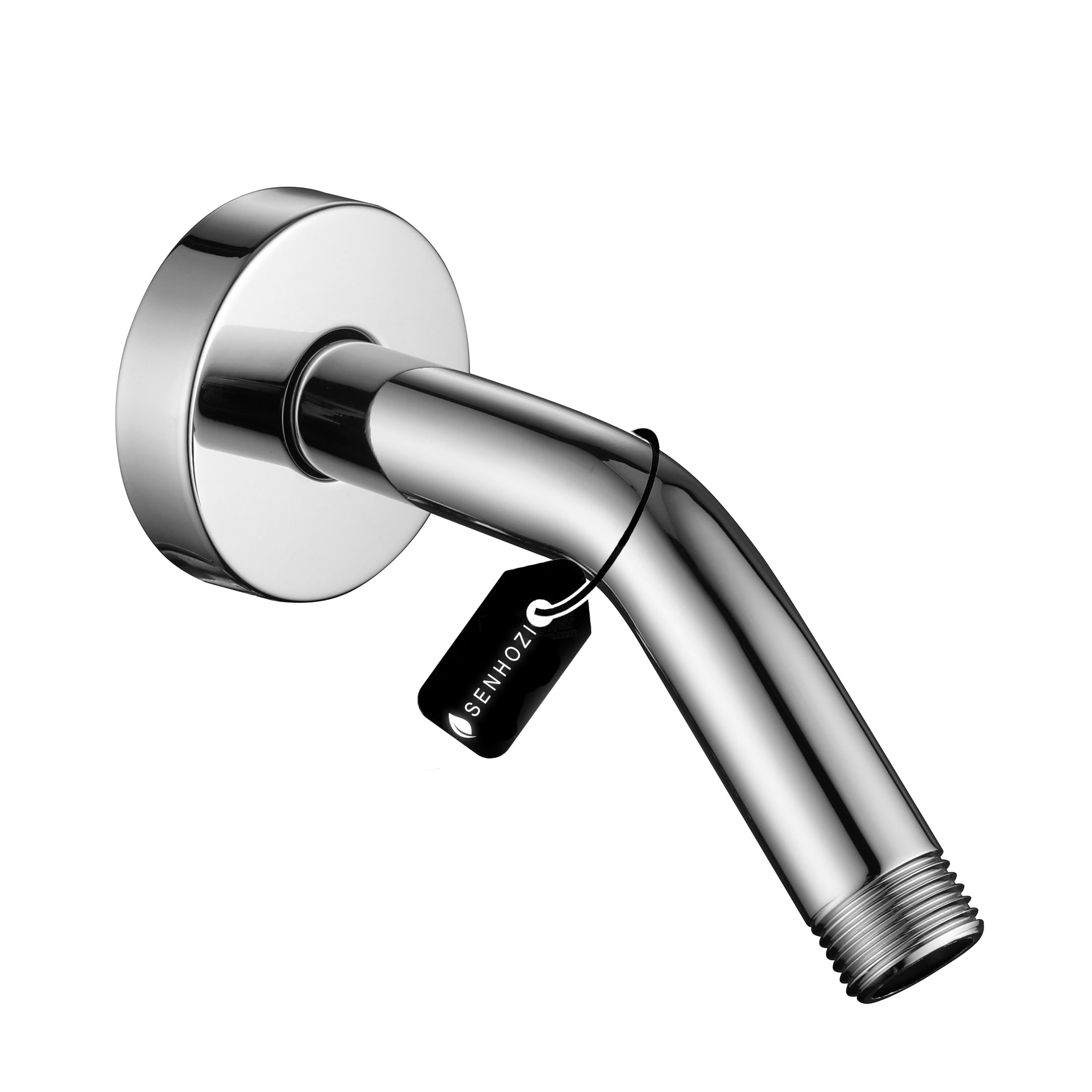 6 Inch Shower Arm Chrome, Senhozi Wall Mount Shower Head Arm with Flange and Teflon Tap, Shower Extension Arm for Rain Shower Head, SE001CP