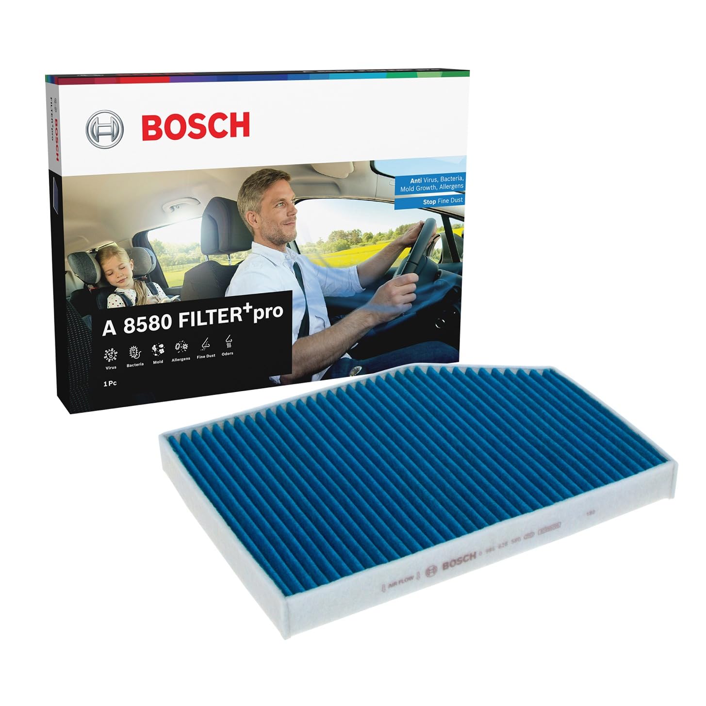 BOSCH Filtro, Aria abitacolo 0986628580 | Compatibile con: BMW 2 Coupe, 3, 3 Touring, 3 Touring Van, 4 Cabriolet, 4 Coupe, 4 Gran Coupe, i4, iX3, X3, X3 Van, X4