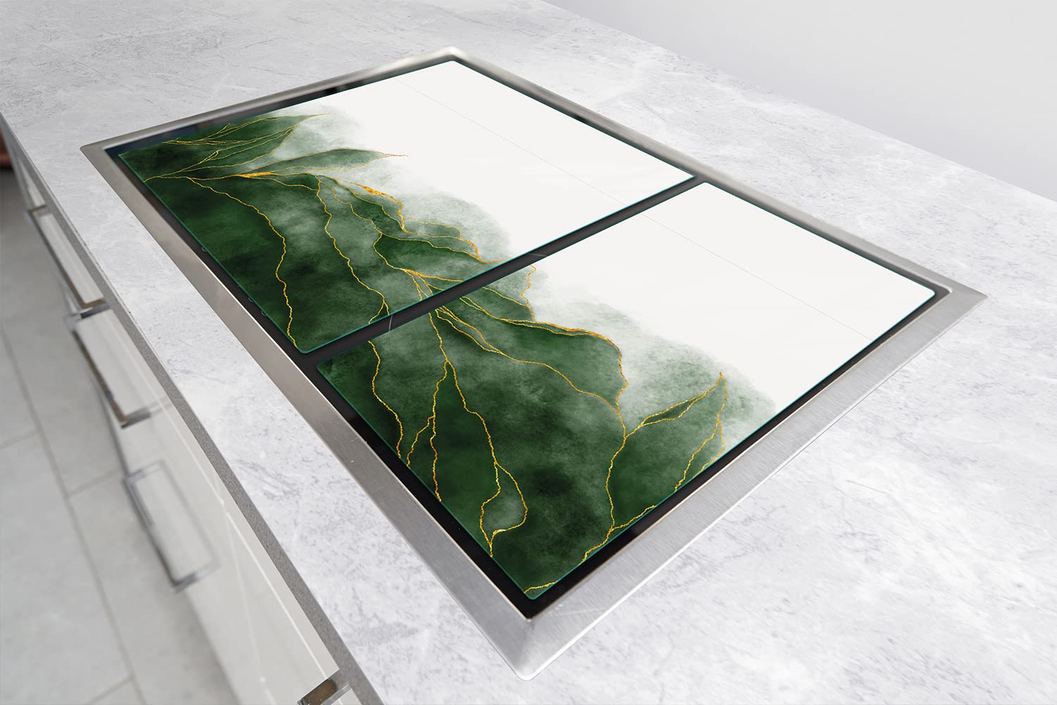 DarHaus Plaque De Protection Universelle Pour Plaque De Cuisson 2x30x52cm Pour Plaques De Cuisson Protection Contre Les éclaboussures Planche A Découper En Verre Trempé Décoration, Paysage Coquelicots