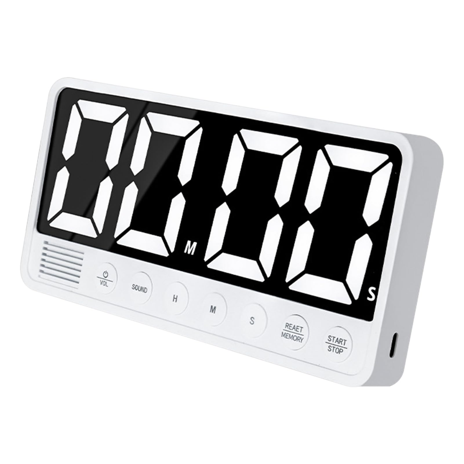 Luocute Timer da Cucina a LED Extra Large, 7,5 X 3,7 X 1,1 Pollici Conto Alla Rovescia con 99 Ore 59 Minuti 6 Volumi di Allarme 3 Memorie di Tipo C Ricarica per Cucina, Aula, Palestra (WHITE)