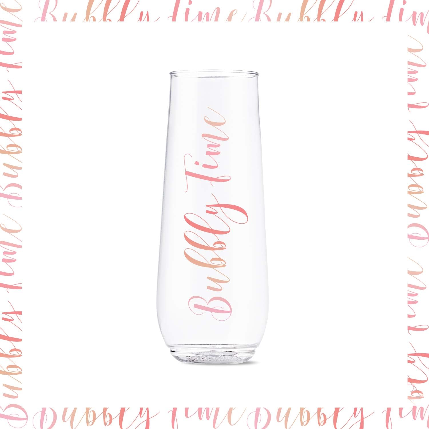 TOSSWARE POP 9oz Flute Pink Rose Toast Series, SET OF 6, Premium Quality, Recyclable, Unbreakable & Crystal Clear Plastic Printed Champagne Glasses - Image 5