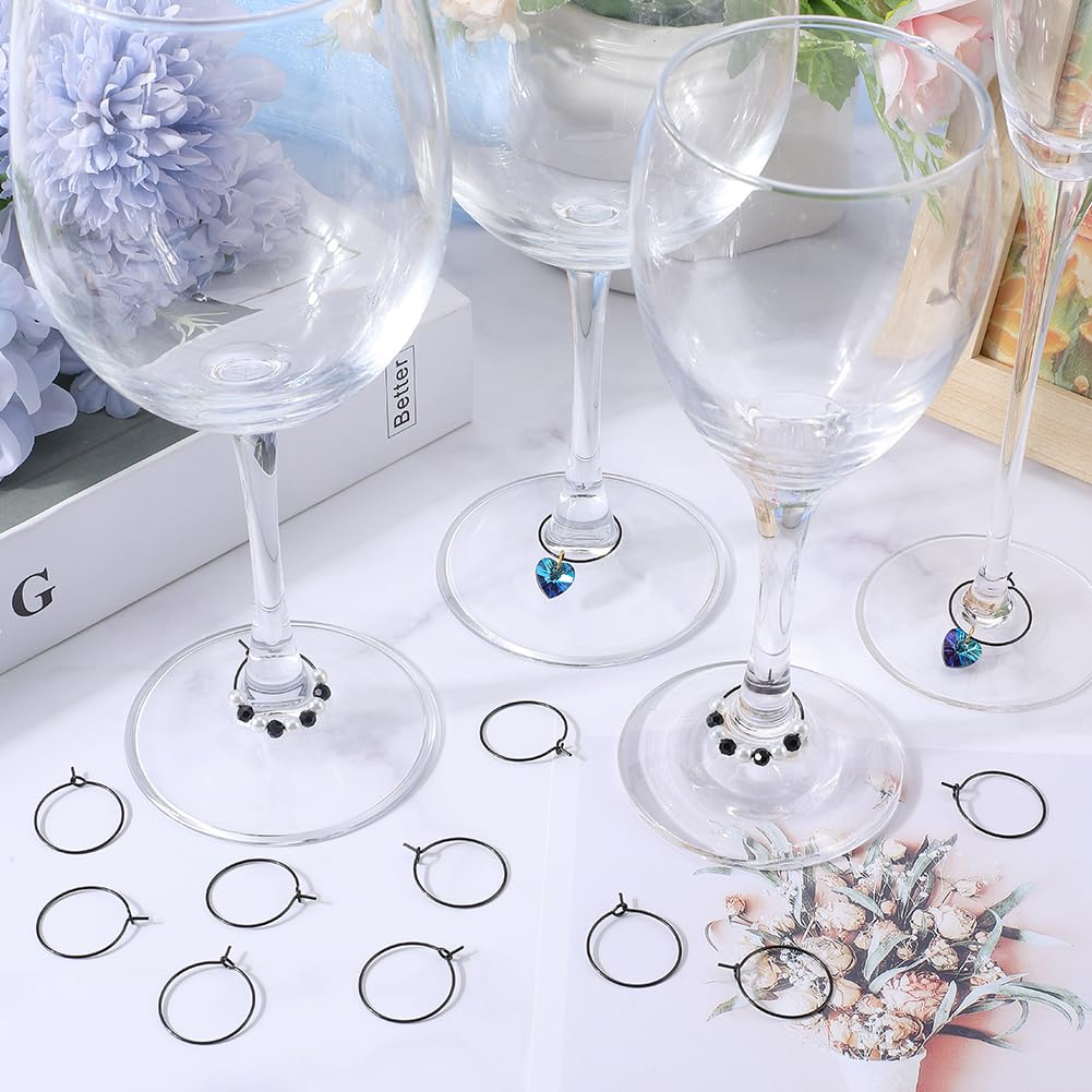 UNICRAFTALE 120 Pz 6 Dimensioni 15.5/20/25/30/35/40mm Anelli In Vetro Di Vino Anelli 304 Risultati Dell'Orecchino A Cerchio In Acciaio Inossidabile 0.7mm Pin Perline Per Orecchini A Cerchio Fare - 2
