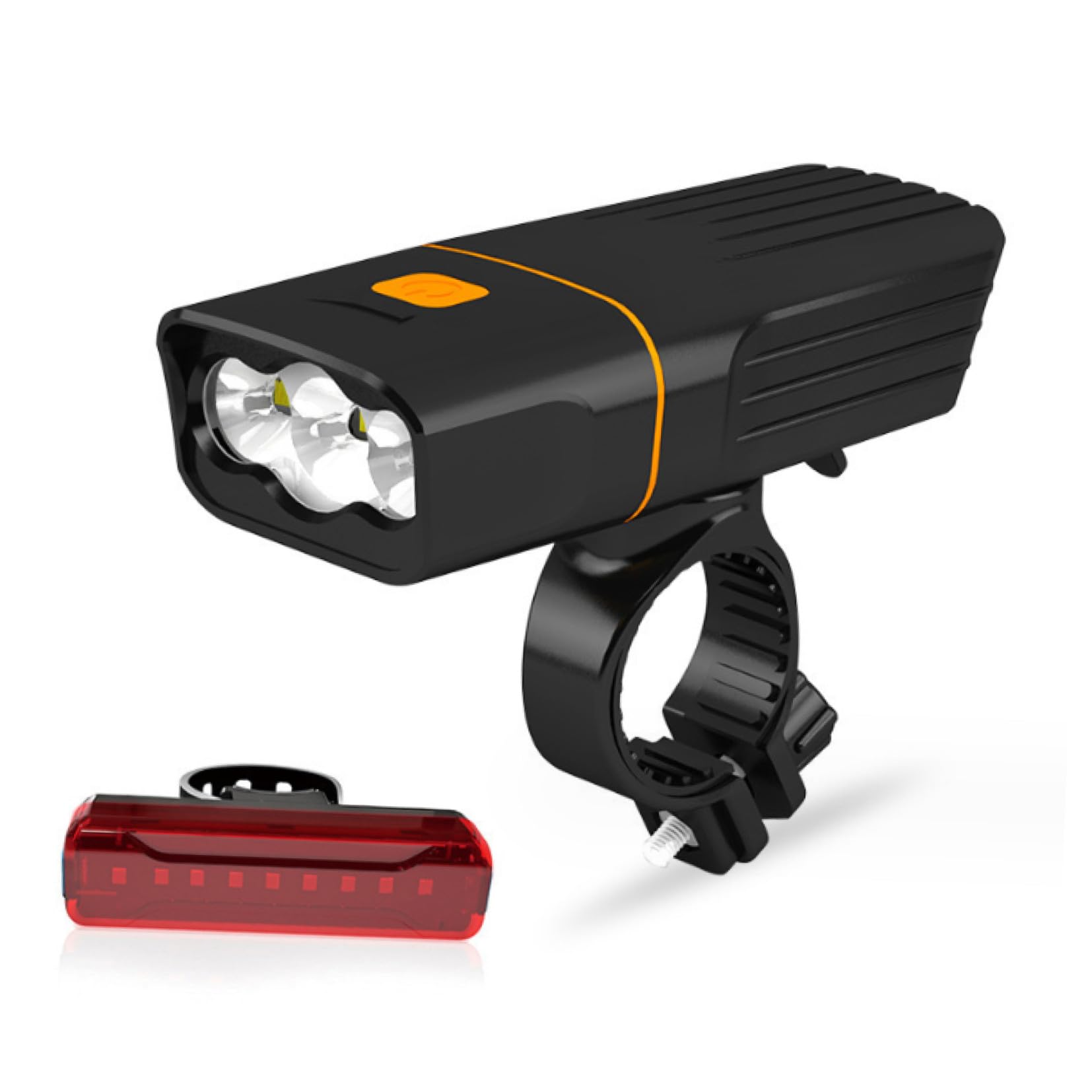 Luci Bicicletta LED Ricaricabili USB Set Batteria 2400mah Ipx5 Luce Anteriore e Posteriore in PC e Silicone per Guida Notturna Sicura