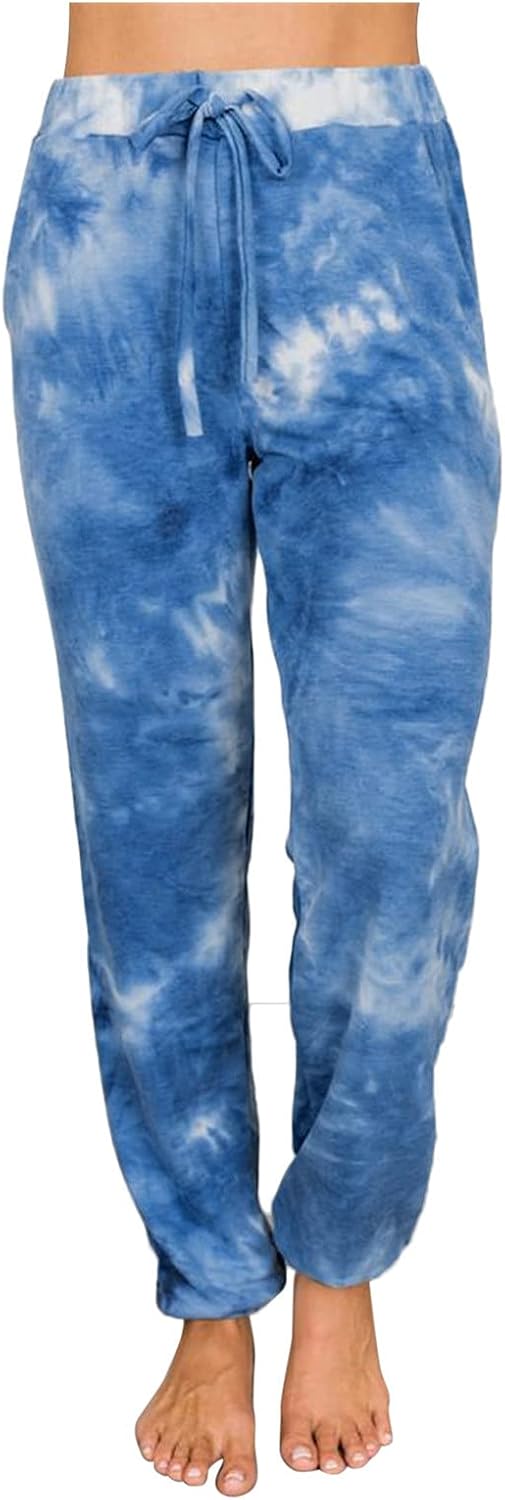 BEIBEIA Tie-dye Wide Leg Pants for Womens, Summer Fashion Drawstring Elastic Waist Casual Straight Loose Yoga Trousers : Clothing, Shoes & Jewelry