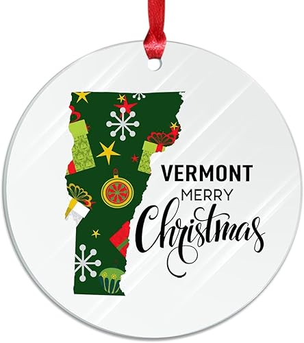 Acrylic Christmas Ornament Vermont State Acrylic Keepsake State Love Home State Warm Christmas New Home Gifts for New House Homeowner 3 Inch with