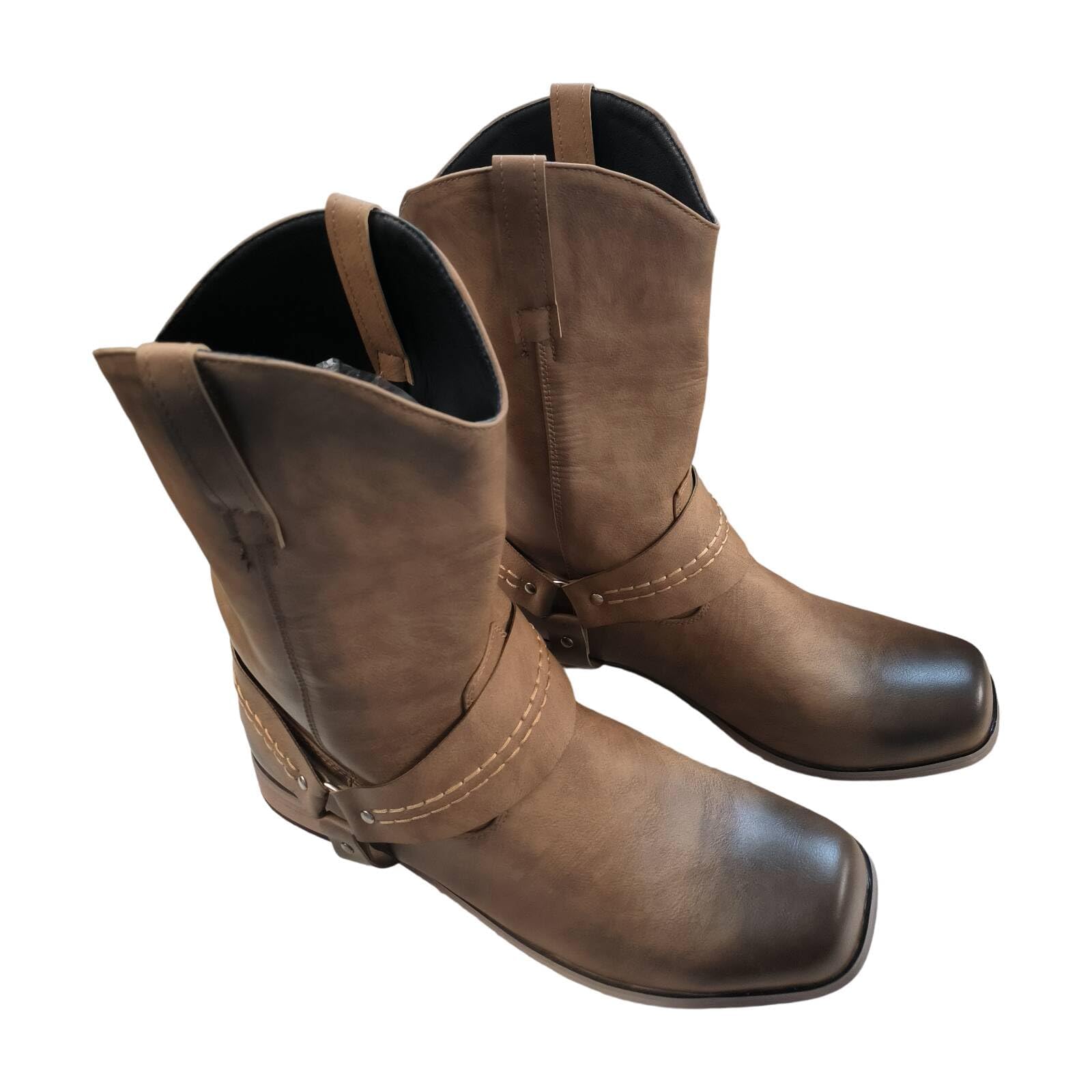 TangDao Stivali da Uomo Cowboy Western Stivali da Uomo in Pelle Vintage Autunno-Inverno